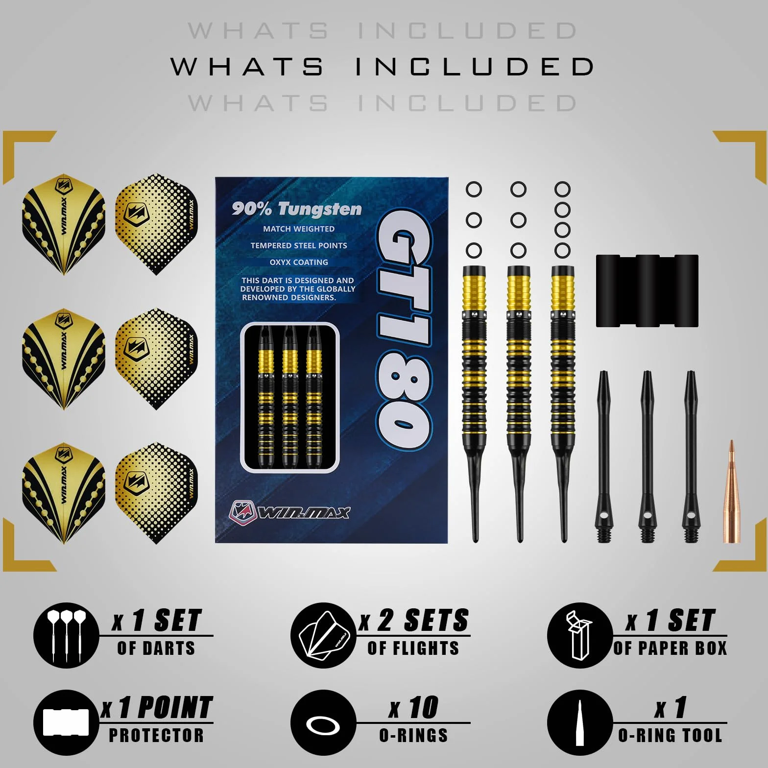 WIN.MAX Fléchettes 90% Tungstène 18 g Lot de 3