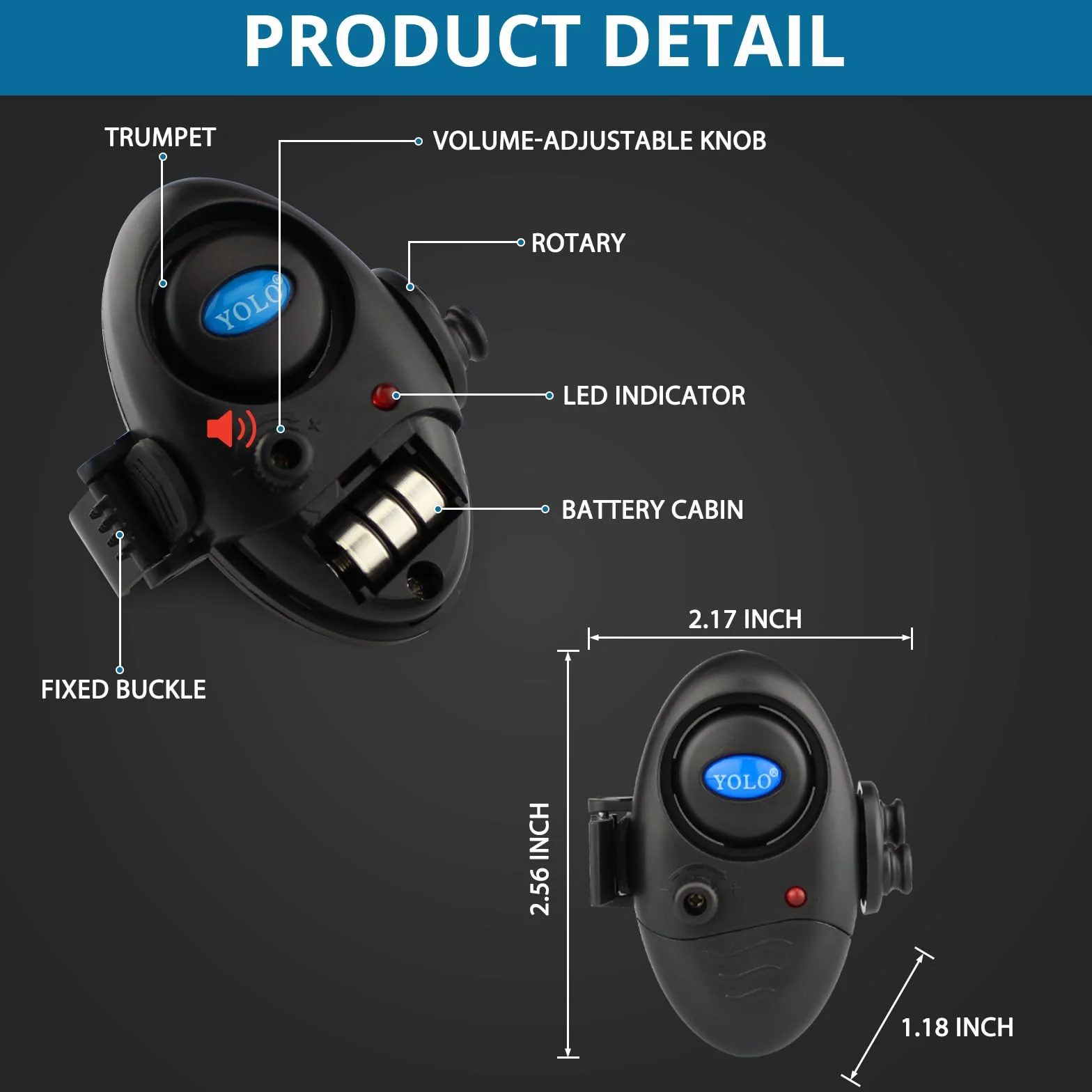 Alarme de Touche de la Canne à Pêche Détecteur Electronique Sensible Sondeur Son d'Alarme Réglable avec Indicateur LED pour Pêche Nuit Maritime Nocturne Pêcheur Amateurs Débutants