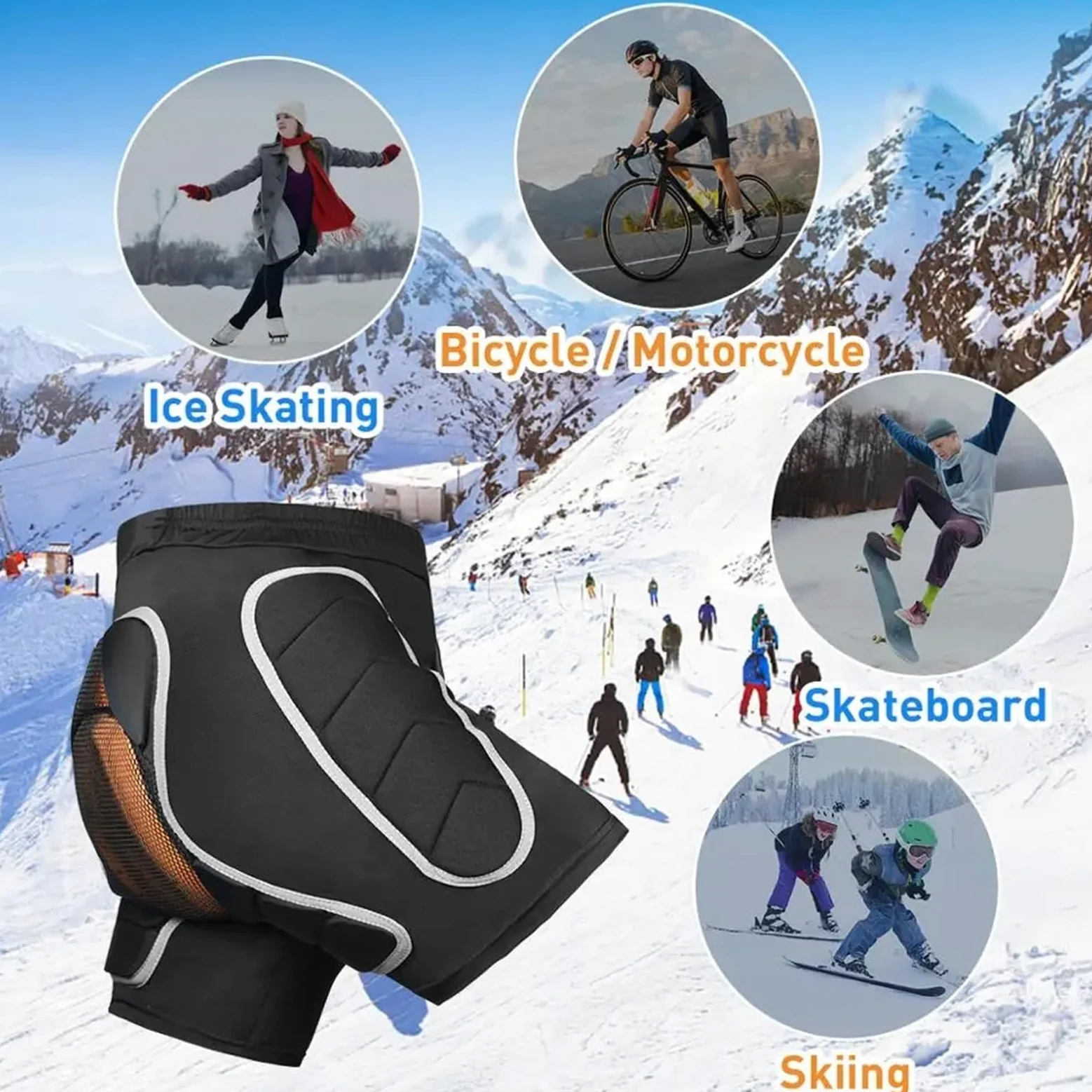 Ski Shorts De Protection RembourréS Short rembourré de Protection de Ski Équipement de Protection rembourré en EVA 3D for Le Snowboard, Le Skate et Le Ski Short De Protection Hip Pad(XL)