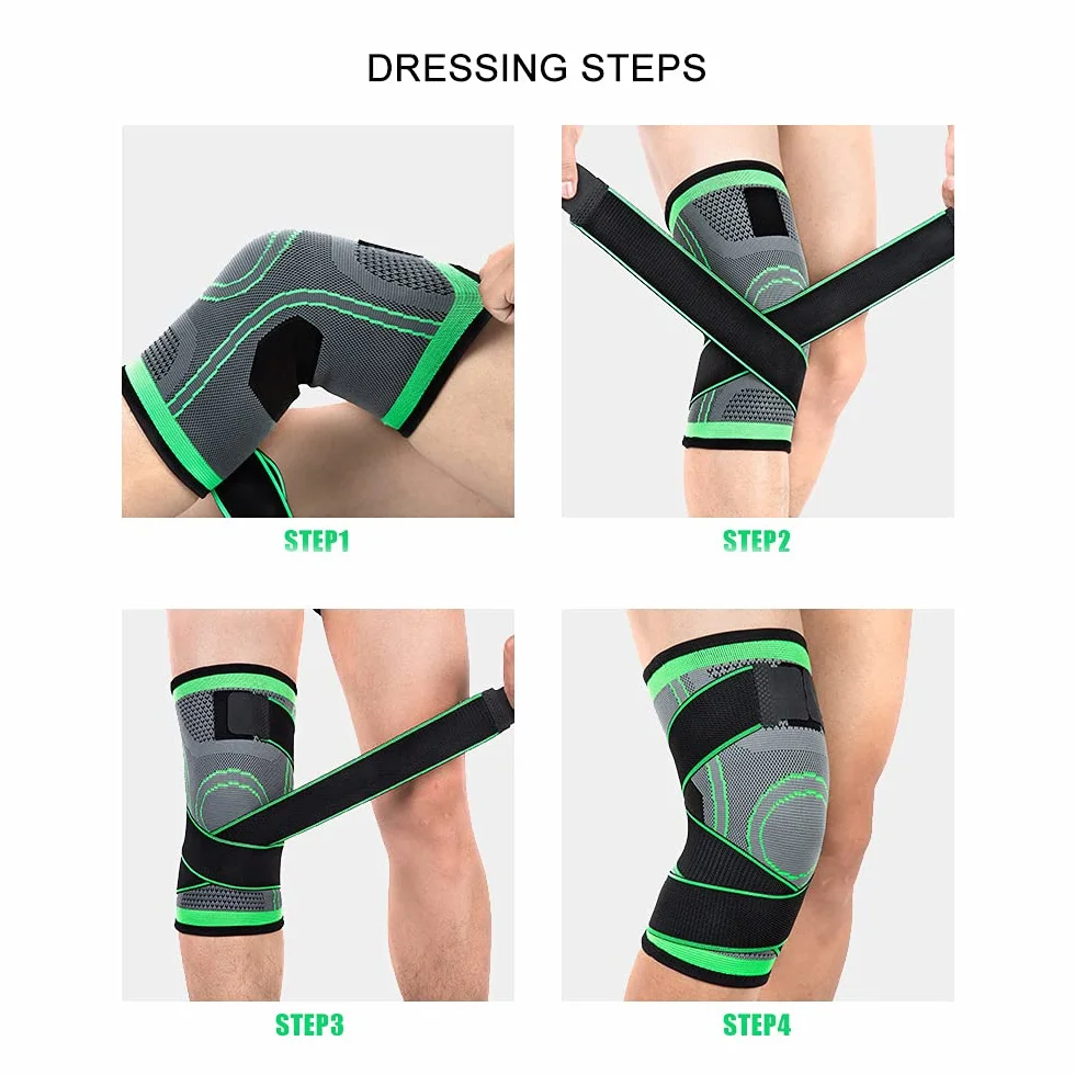 Knee Compression Sleeve pour Hommes Femmes Genouillères Supports Basketball Haltérophilie Gym Workout Vert X-Large