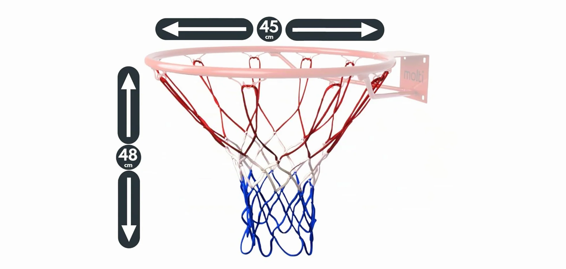 Panier de basket Ø 45 cm/37 cm HangRing avec filet et vis de fixation extérieur