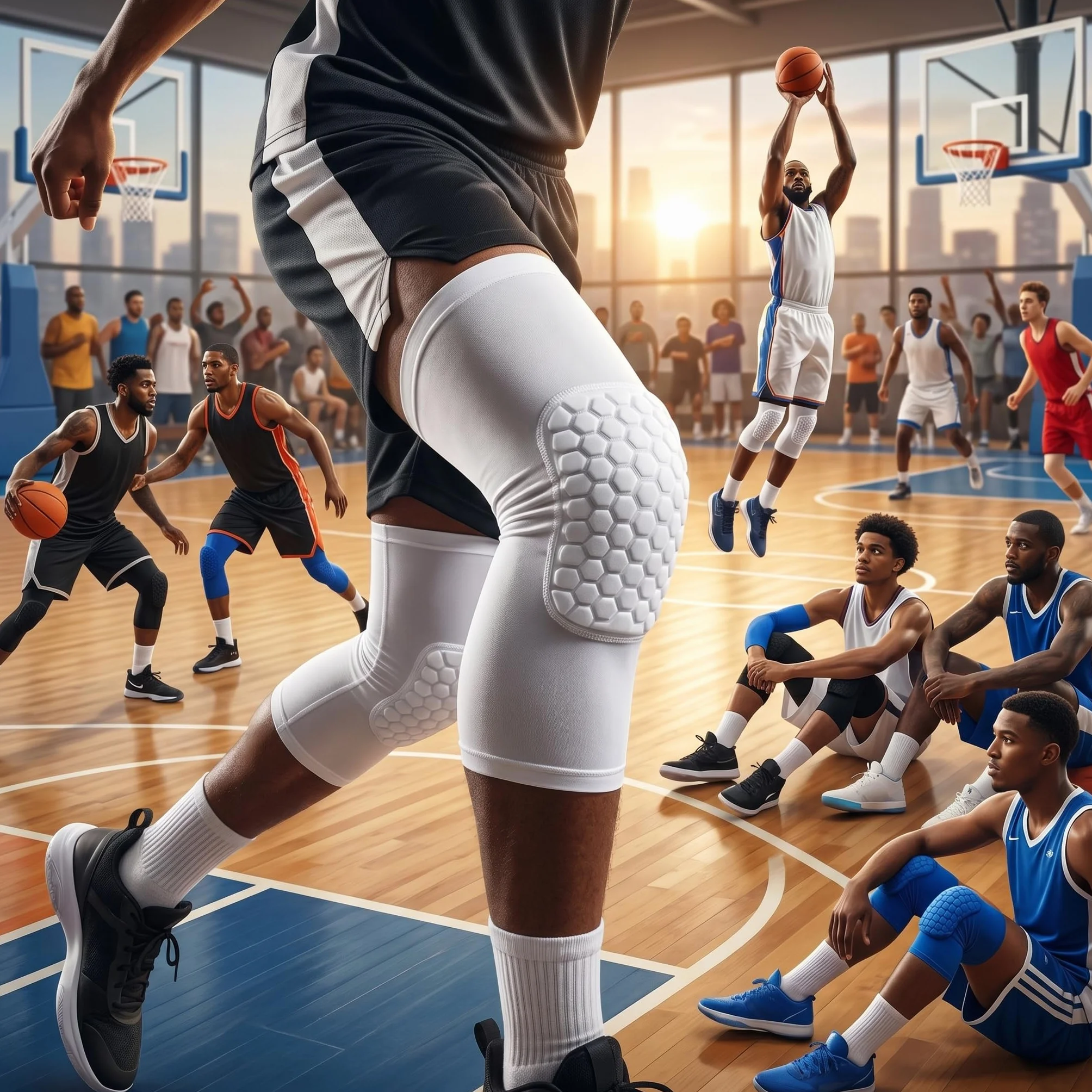 RiToEasysports Genouillère de Sport, Support Unisexe à Manches de Genou pour Basket-Ball