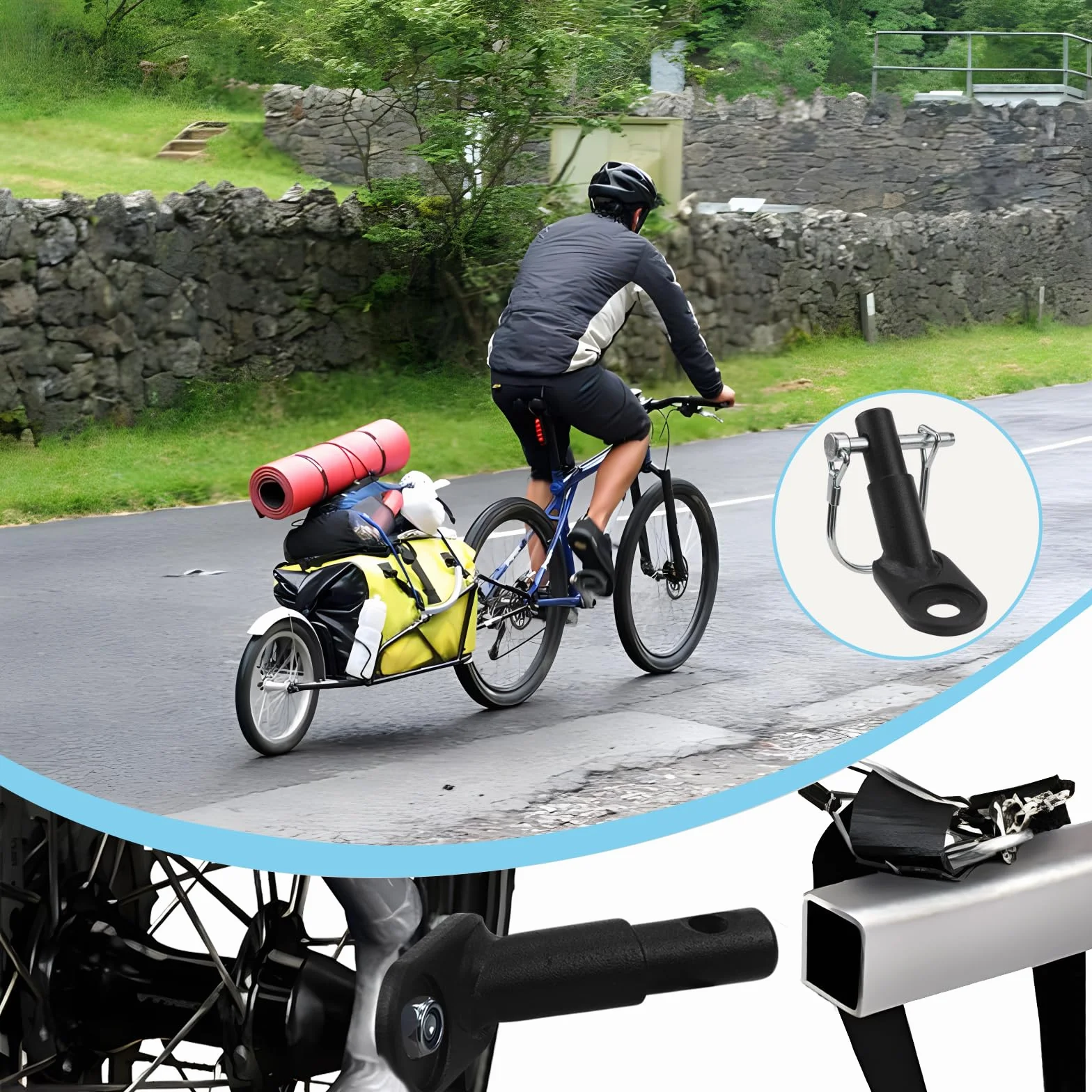 Attache Remorque Velo Enfant Universelle 2 Pcs Support Attelage Boucle U Pliable Chien Cargo