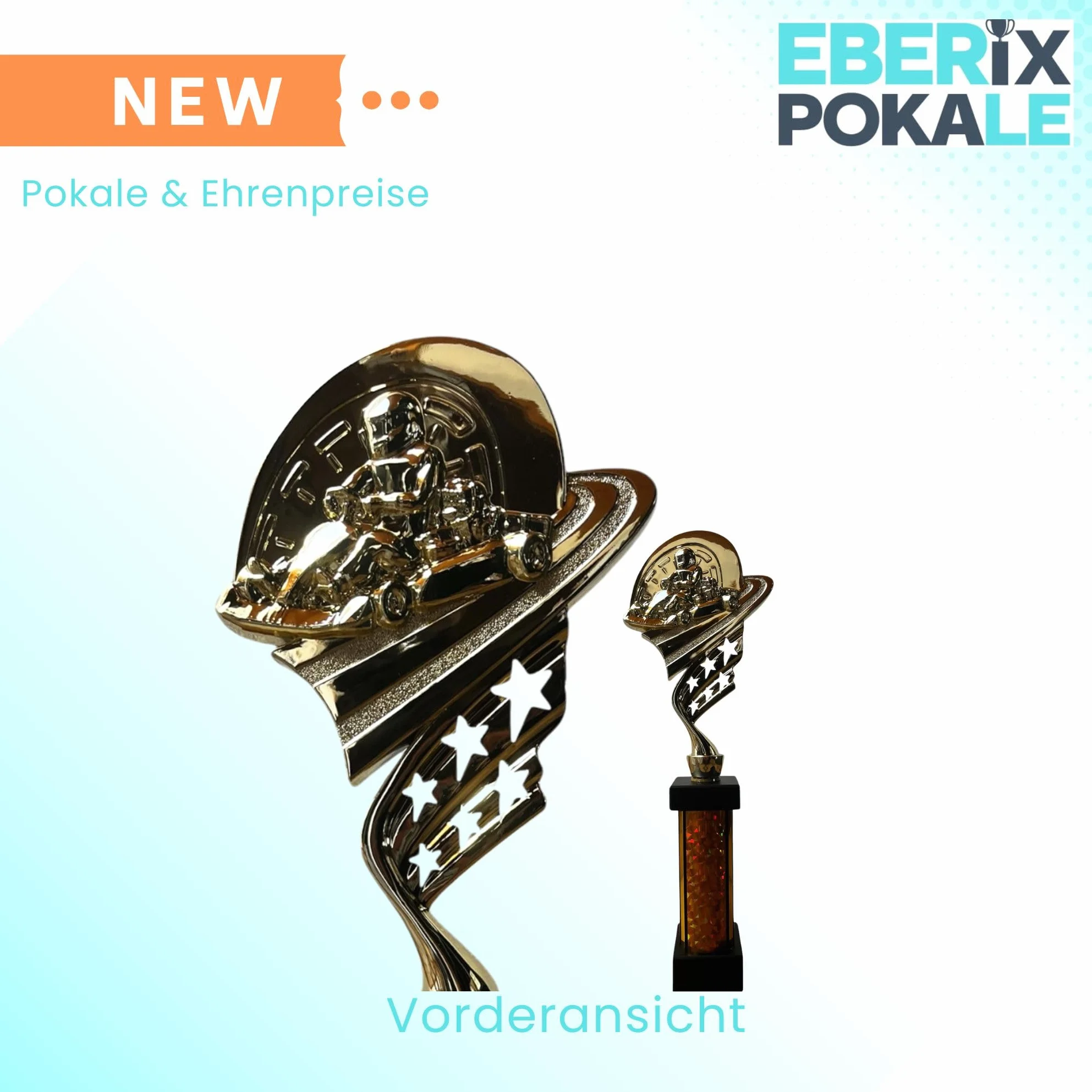eberix Trophée de kart automobile avec gravure au choix – Trophée de kart Racing – Coupe de vainqueur pour les courses et les compétitions de sport automobile – Personnalisable