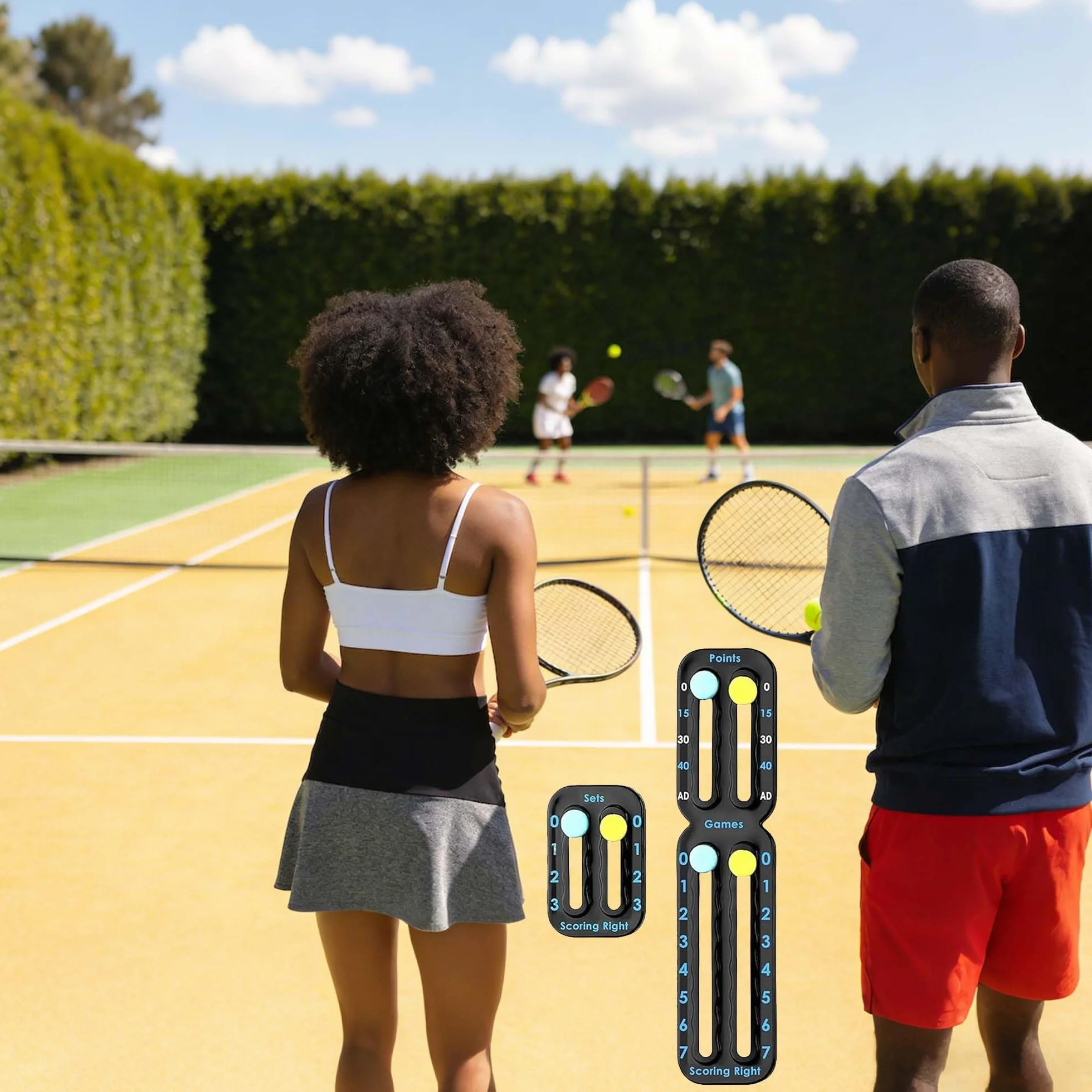 Marqueur de Raquette de Tennis Portable avec Bandes adhésives Compteur de Scores pour Noter Points Jeux Sets