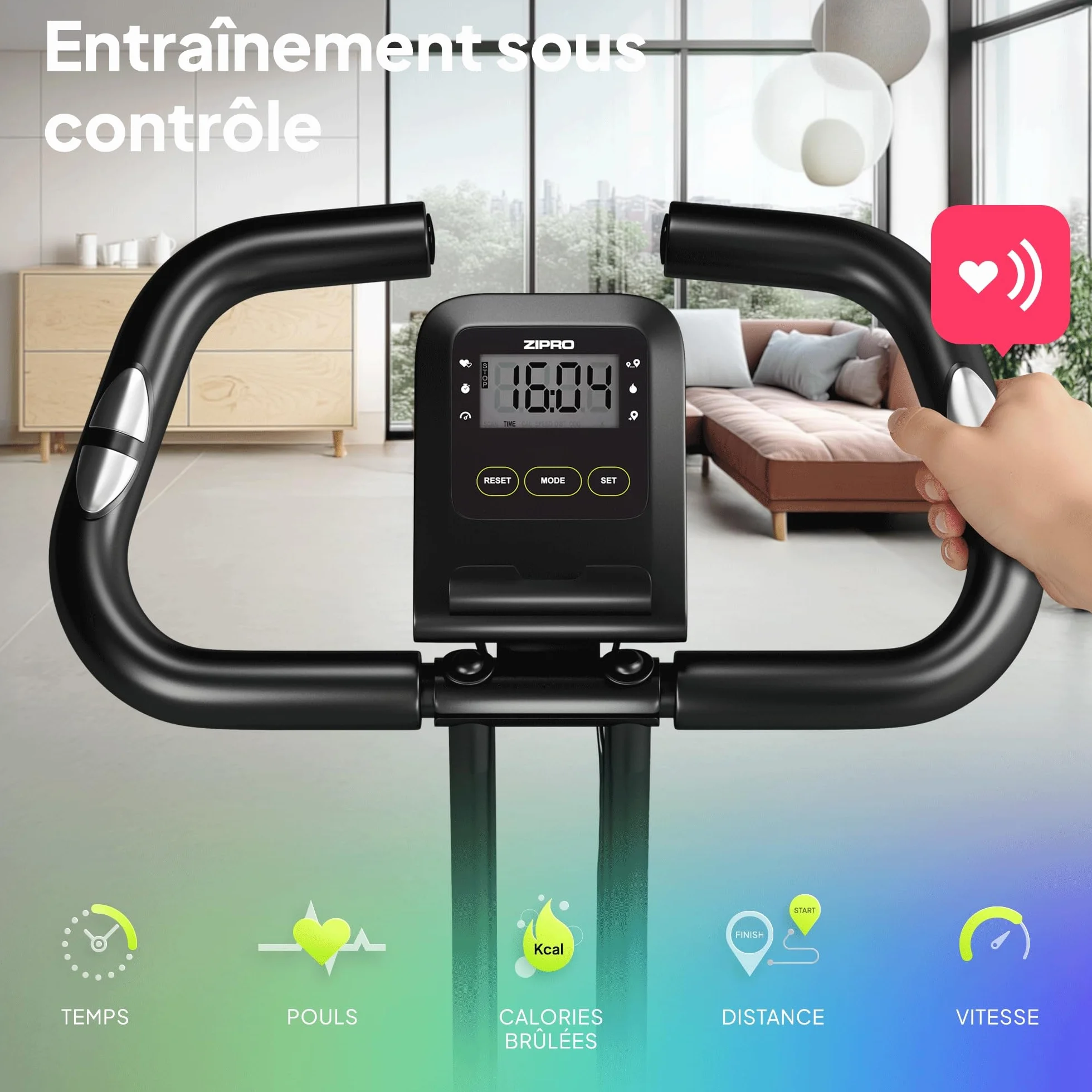 ZIPRO Eclipse X Velo d'Appartement Pliable Elliptique Cardio Training Connecté Magnétique Silencieux
