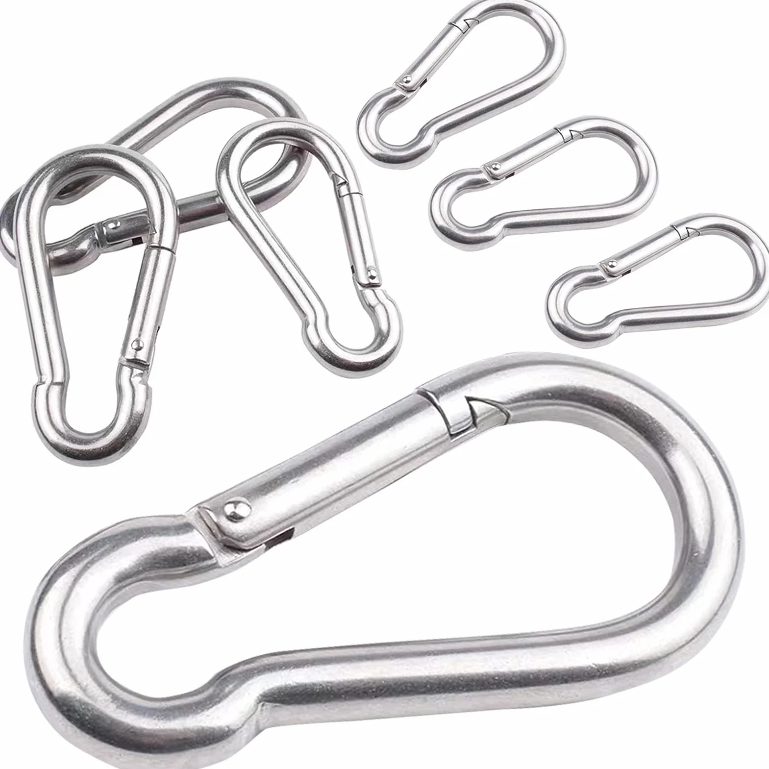 Mousquetons acier inoxydable 6 x 60 mm 150 kg lot de 7