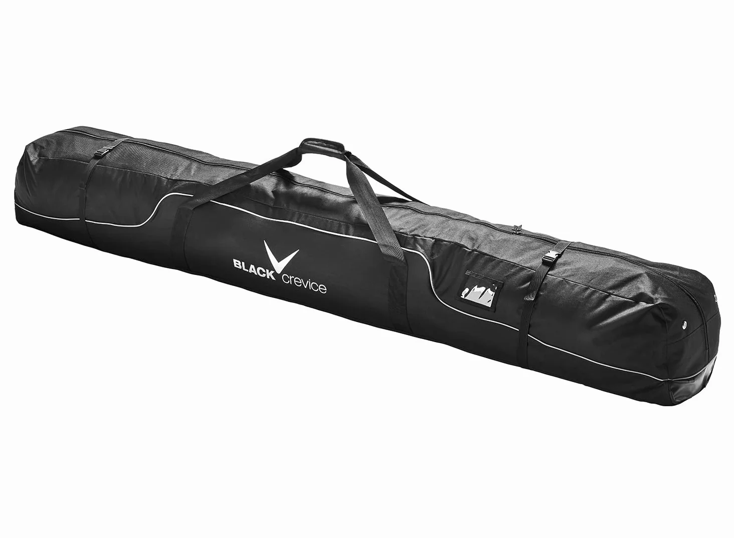Black Crevice Nordic Ski Case I Sac de Ski pour 3 Paires de Ski de Fond I Sac de Ski Robuste 210 cm I Sac de Ski de Haute qualité avec Double Fermeture éclair & Sangles de Compression I Sac de Ski en