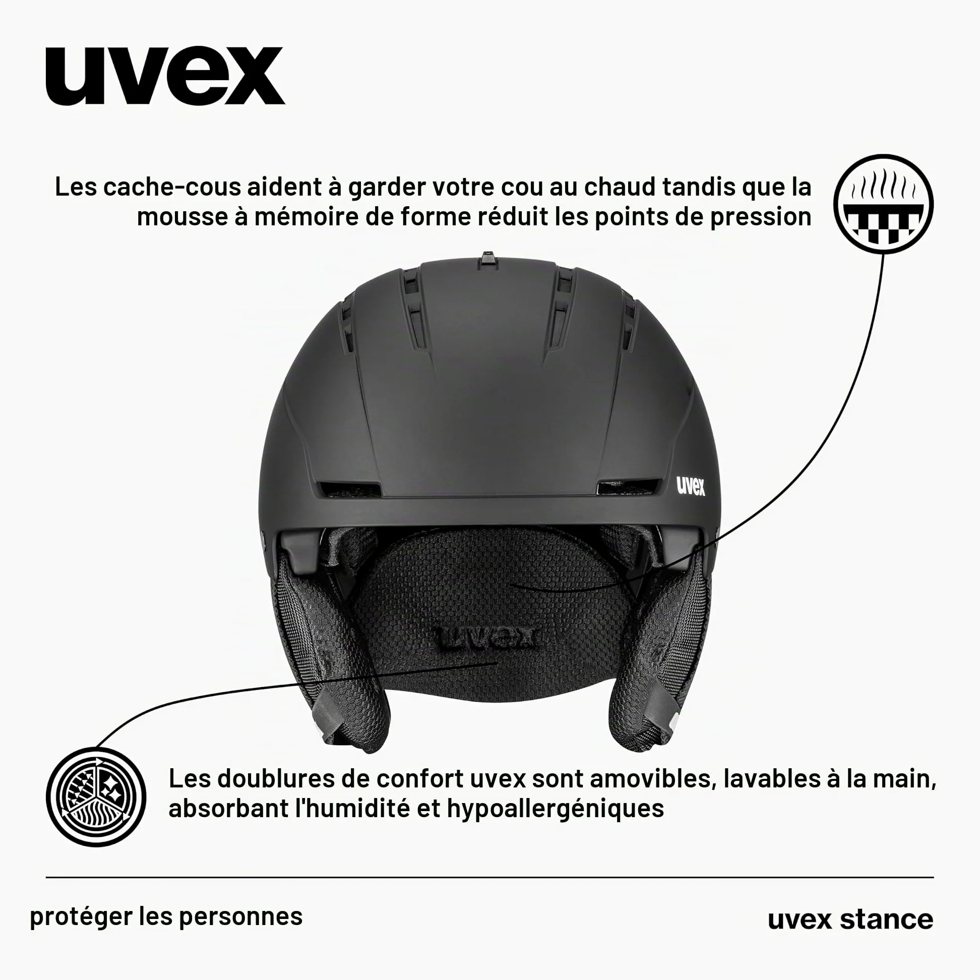 uvex Stance, Casque de Ski, Adulte Unisexe, Black Matt, 54-58 cm