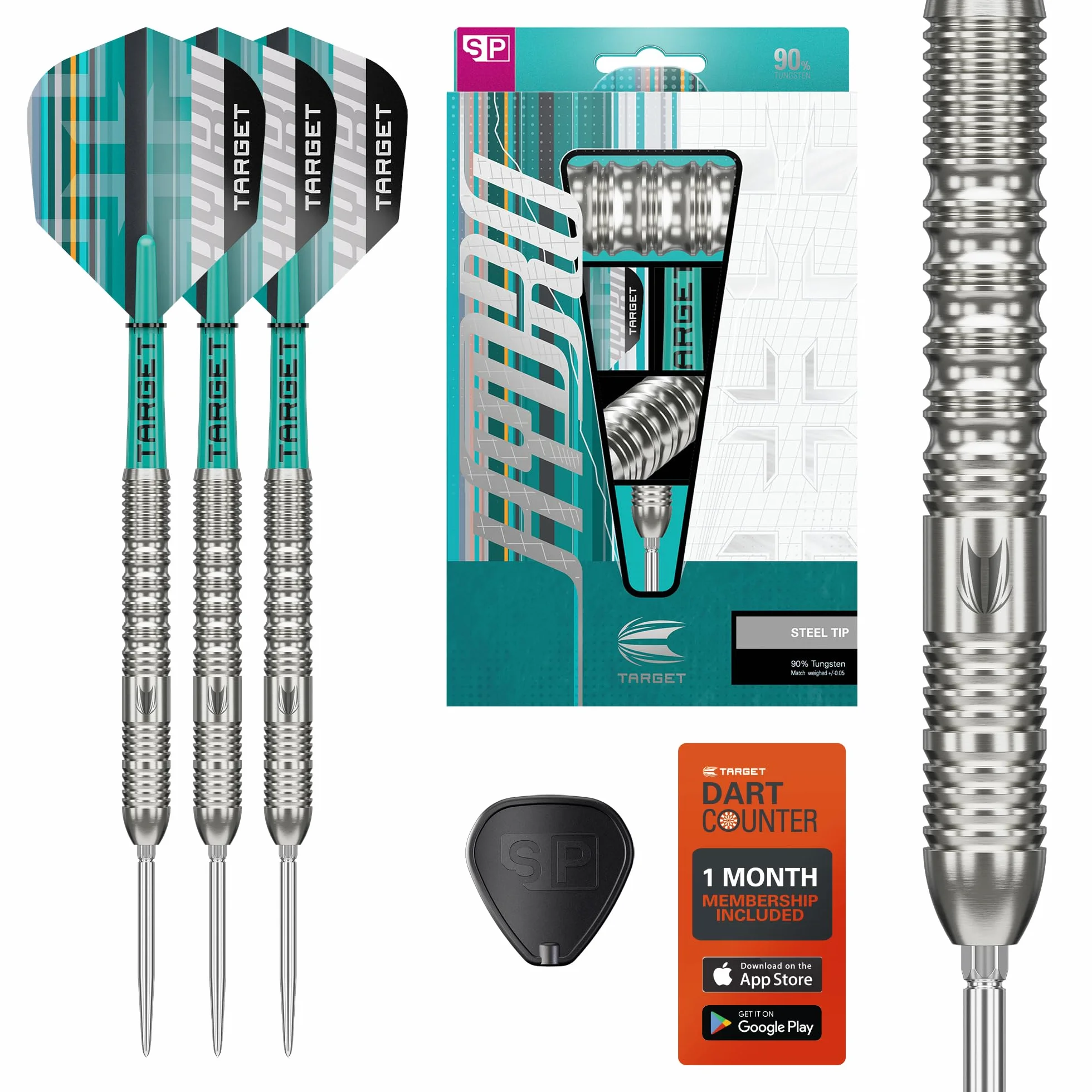 Target Darts Hydro Jeu de Fléchettes à Pointe en Acier 21G-26G 90% Tungstène Swiss Point Argentées