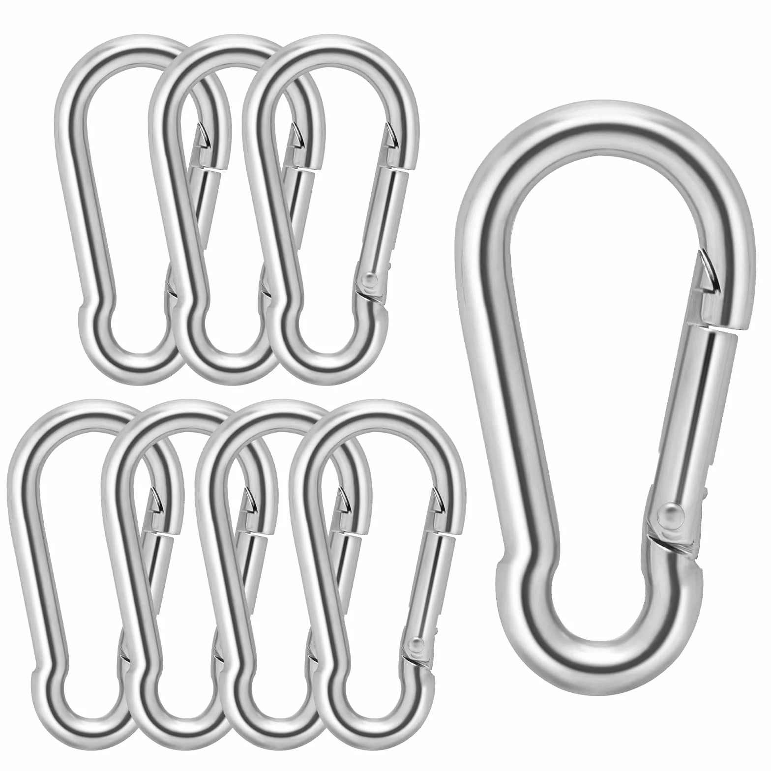 Lusofie 8 Pièces Mousqueton Clip à Ressort en Acier Inoxydable pour Randonnée Alpinisme Camping Pêche
