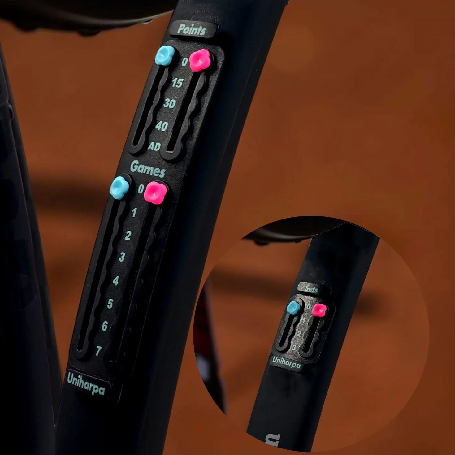 Uniharpa Compteur de Score Portable pour Tennis - Tableau de Marque Léger 1.9g ITF Certifié Affichage Points/Jeux/Sets Instantané