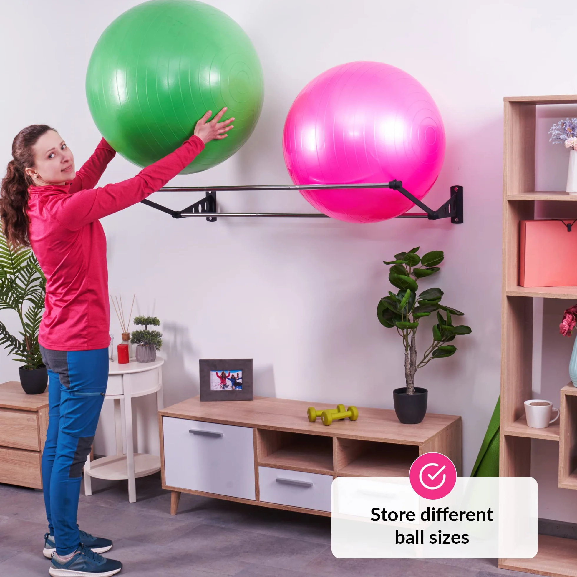 Support Mural Pour Ballons d'Exercice | Support Ballons de Yoga Fitness Thérapie Stabilité