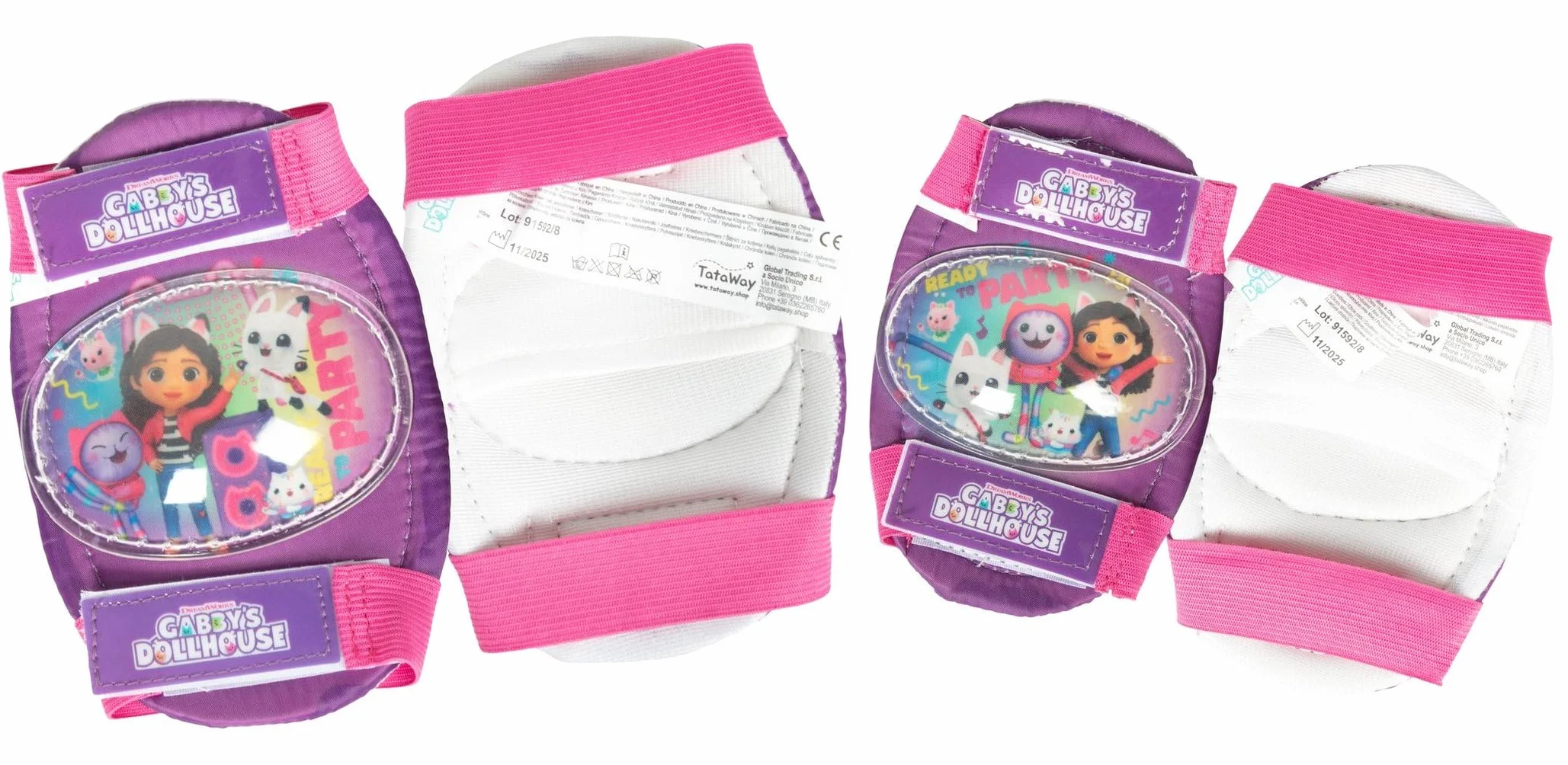 Tataway Gabby's Dollhouse Kit de Protection des Coudes et des Genoux pour Enfants avec Bretelles réglables