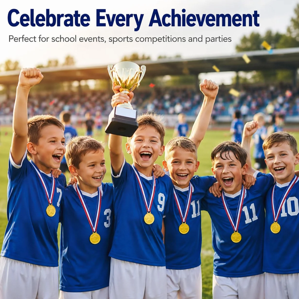 30 Médailles Enfant Dorées avec Rubans, Trophées, Médaille Personnalisable pour Récompenses Sportives, Événements Scolaires Et Jeux Enfants, Porte Médaille Plastique De Qualité