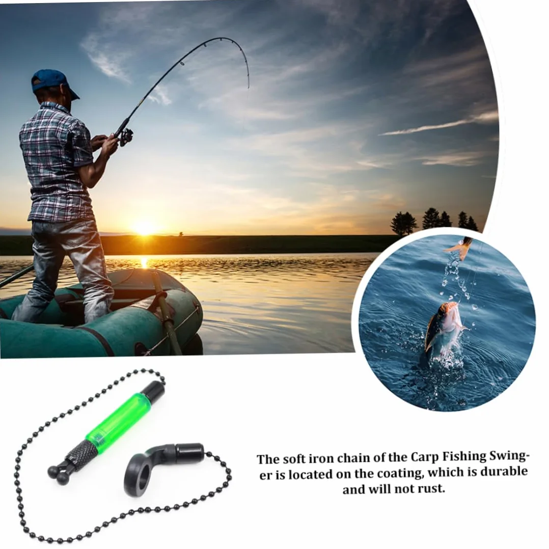Indicateur de Morsure Chaînes de pêche à la Carpe Alarmes Bobines Cintres Alerter Tackle Vert 3PCS, Indicateur Morsure