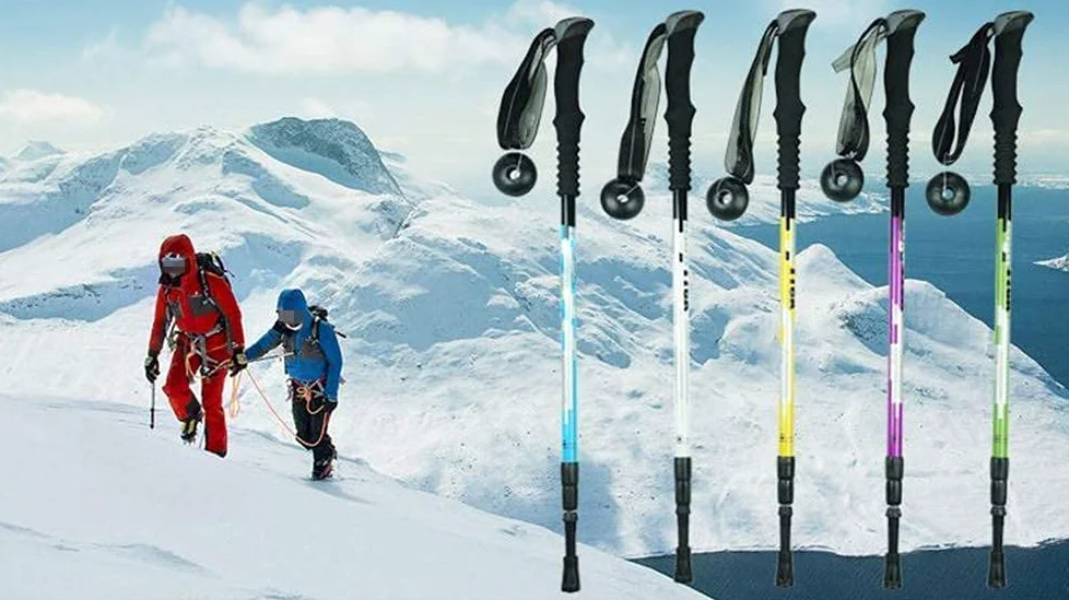 Bâton de randonnée 2 pièces Tige Droite en Alliage d'aluminium 7075 bâton de Ski de Fond Bloc d'absorption des Chocs bâton de Marche Simple télescopique Tungsten Co