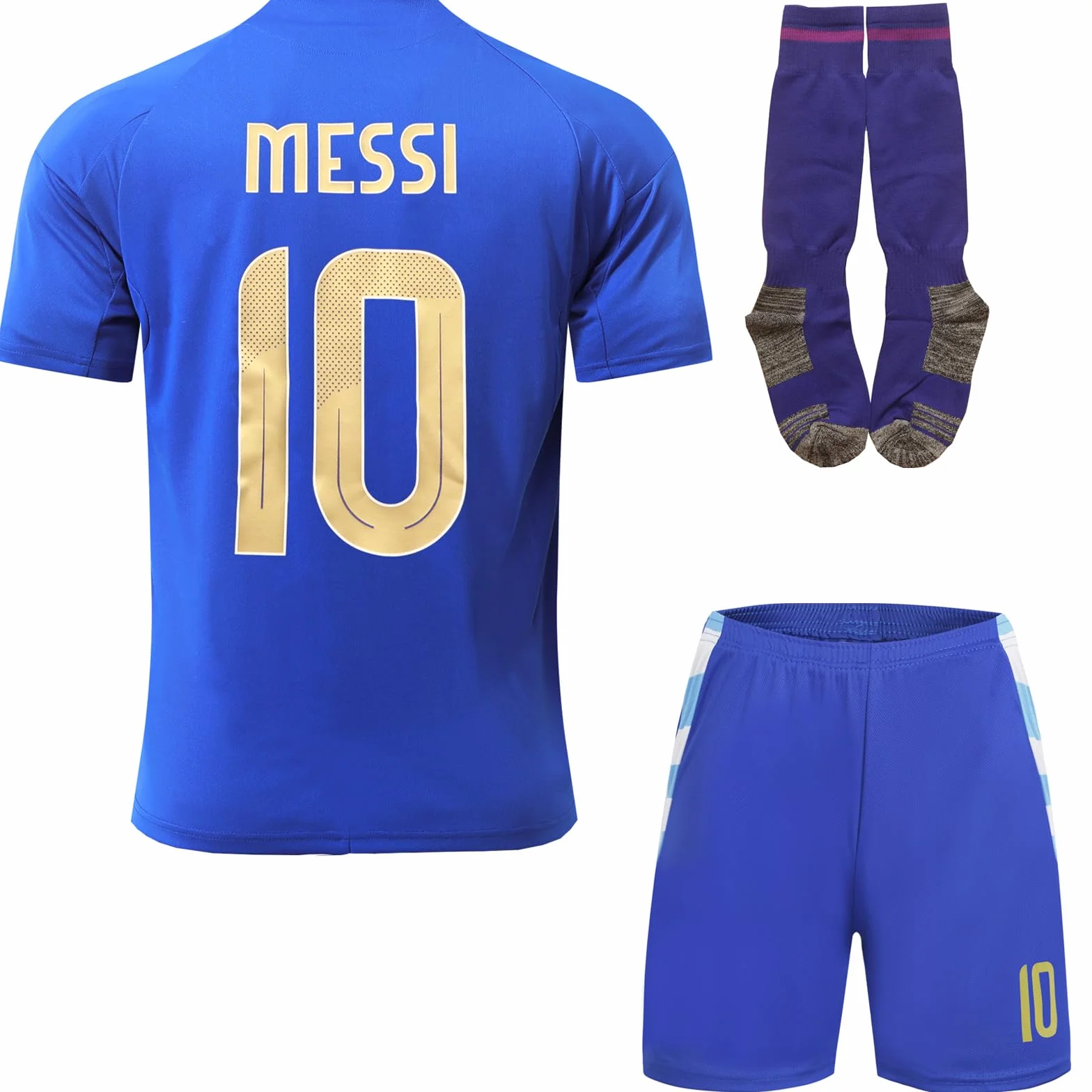 Maillot Extérieur Argentine Copa America #10 Leo Football Enfant Shorts Chaussettes Coffret Cadeau