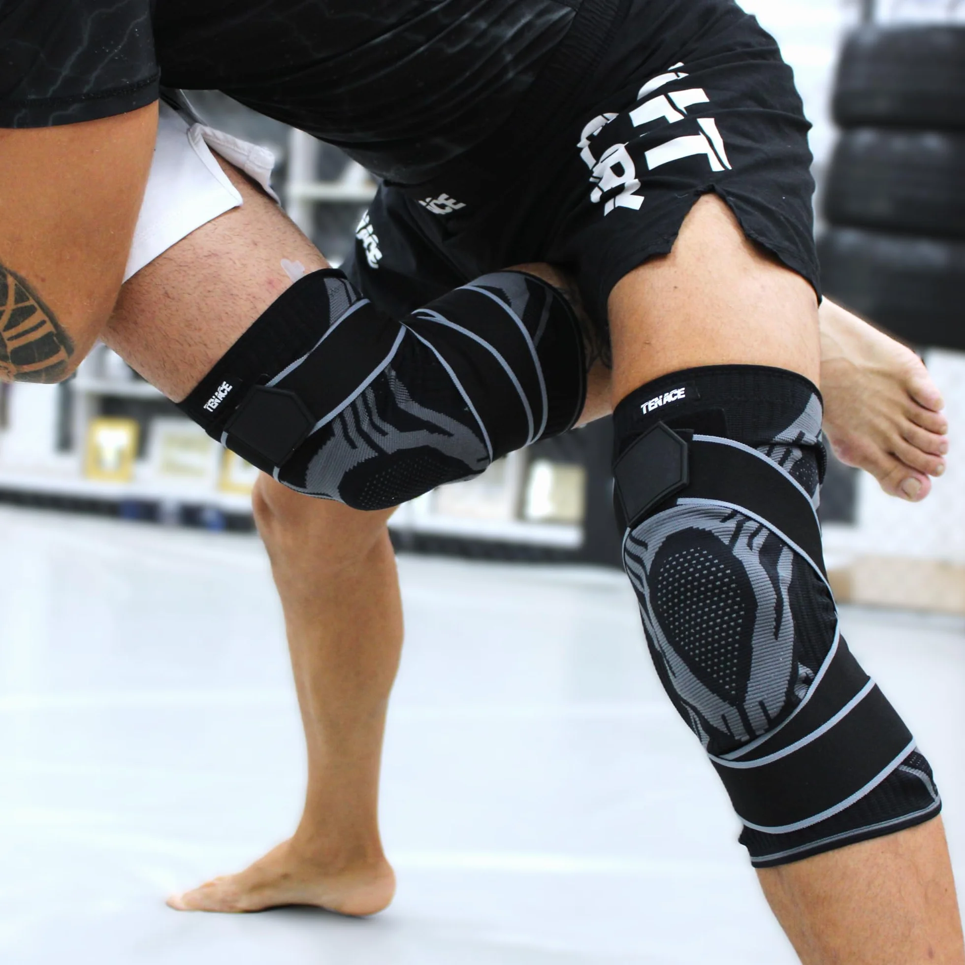 Tenace Genouillère Jiu Jitsu Grappling Protection Compression Rembourrage MMA JJB Muay Thai Judo Noir XL