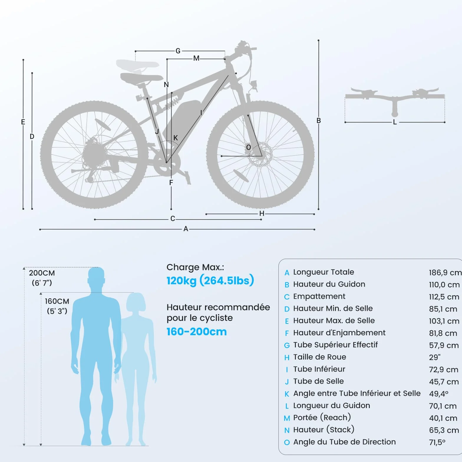 Touroll U2 Pro Vélo Électrique Homme 29" VTT 48V 15Ah 150KM 70Nm Freins à Disque Hydrauliques