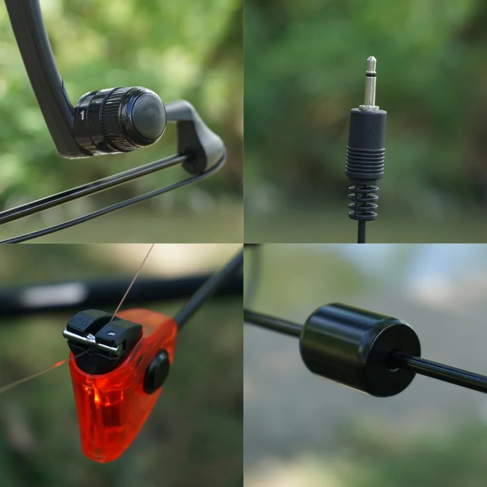 Hirisi Tackle Lot de 4 détecteurs de touche de pêche à la carpe avec lumière LED 2,5 mm