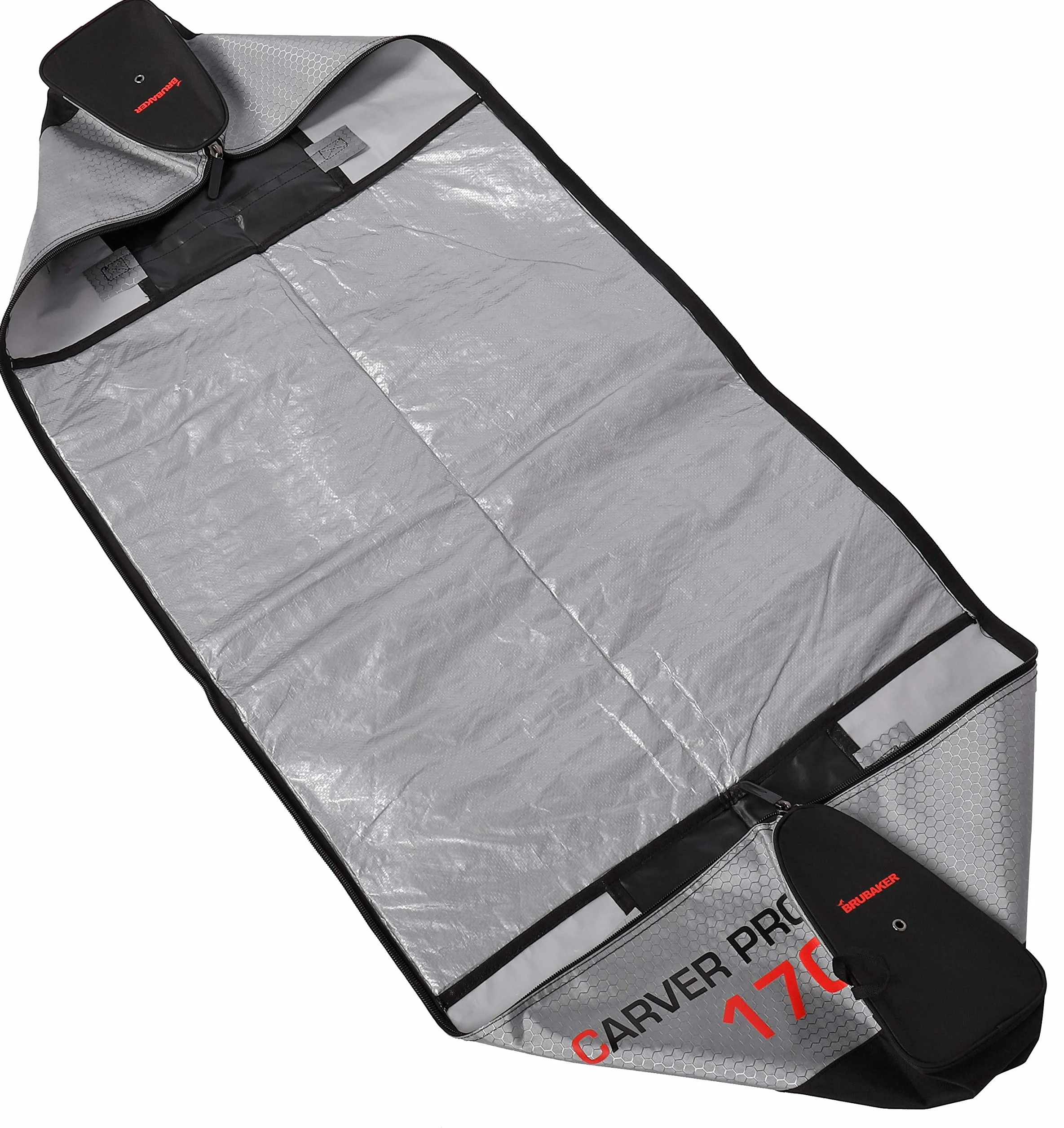 BRUBAKER Housse à Skis Sac à Chaussures de Ski CarverTec Pro 1 Paire Skis Bâtons Chaussures Casque Argenté Rouge