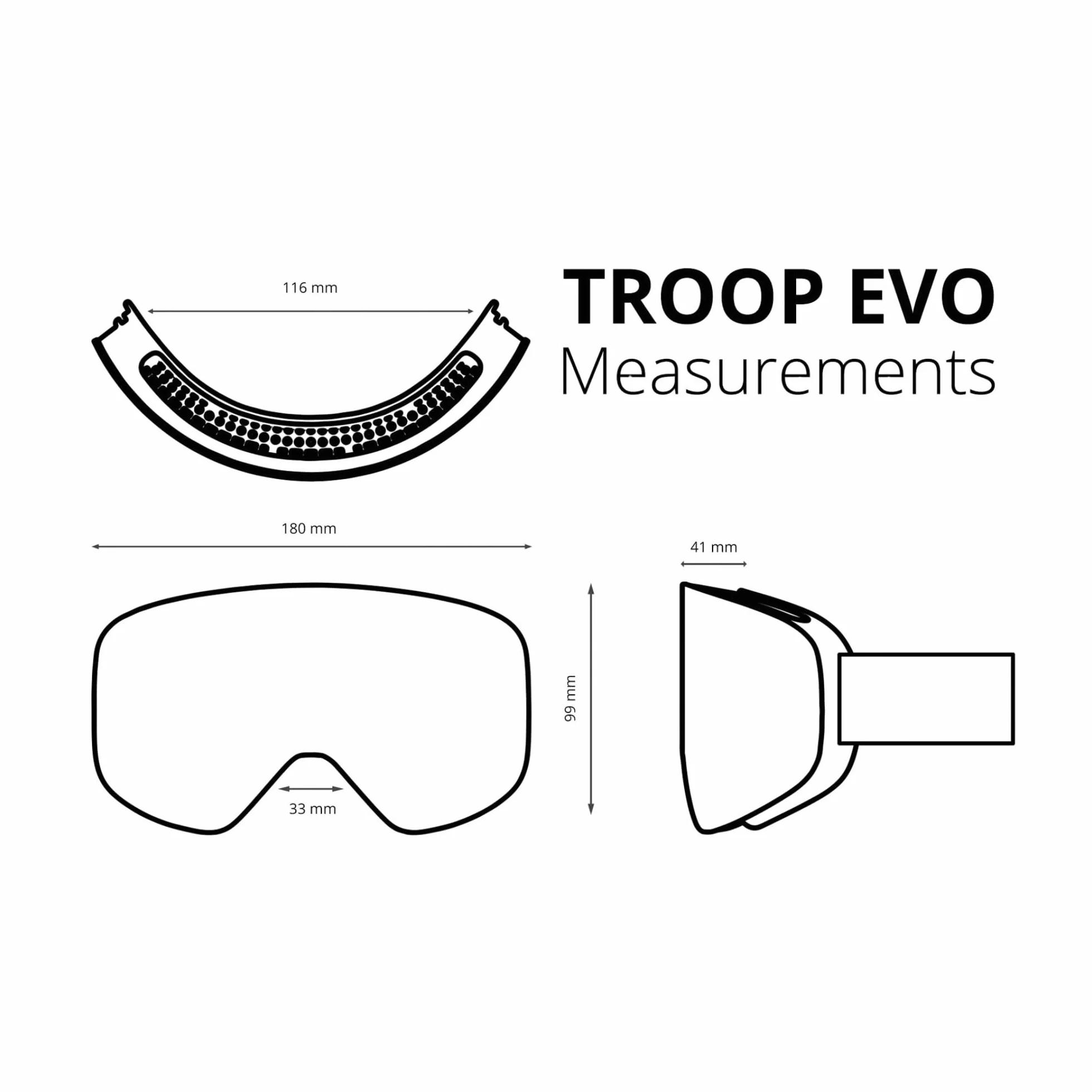 NAKED Optics Les TROOP EVO Lunettes de Ski et Snowboard pour Hommes et Femmes, avec Verres Interchangeables (TROOP EVO OTG Noir)
