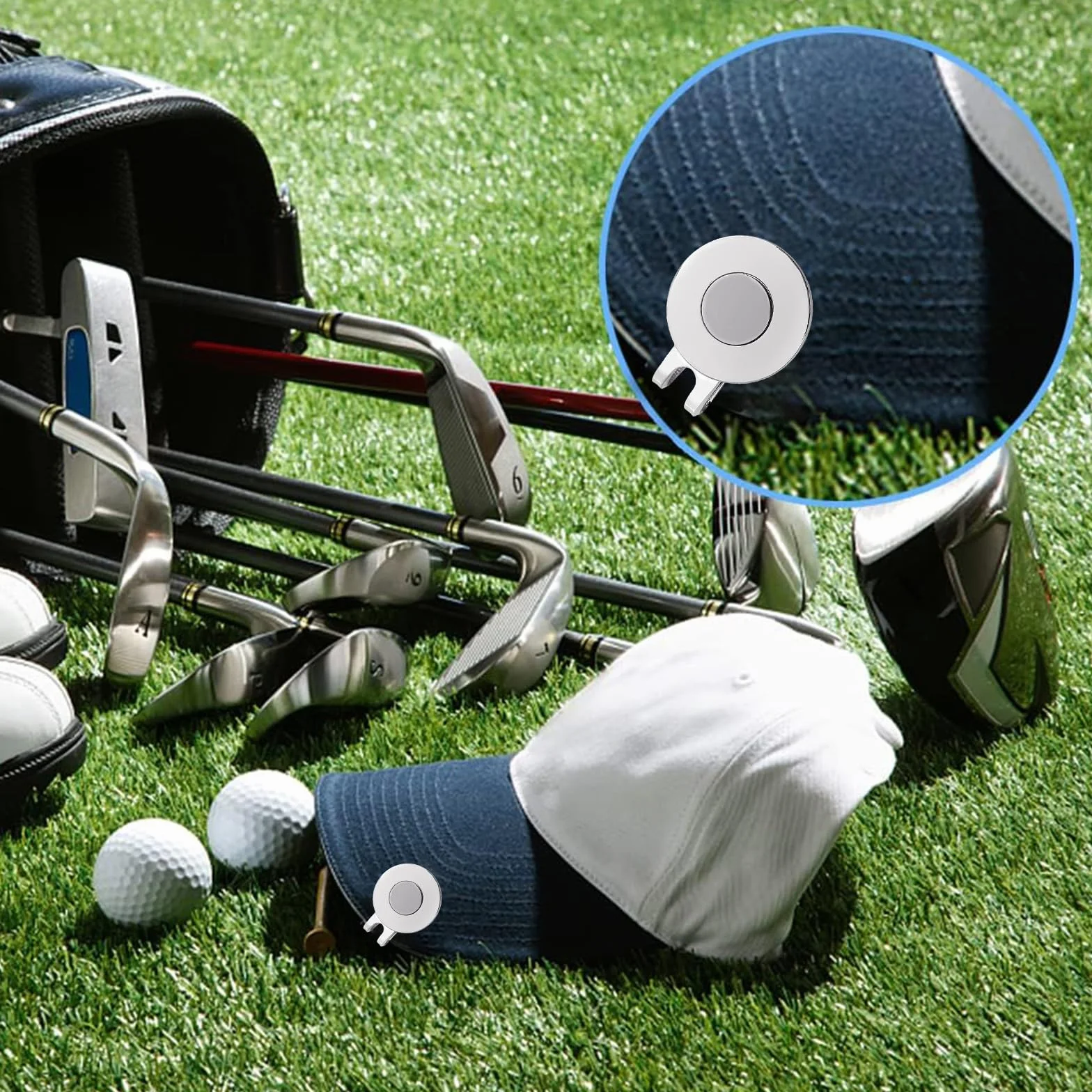 Butyeak Clip Magnétique pour Chapeau de Golf, Pince à Chapeau de Golf Balle, Clip de Casquette de Golf, 3 Pièces Clips de Bonnet de Golf, Marqueur de Balle de Golf, pour Gants Chapeaux Sacs Visière