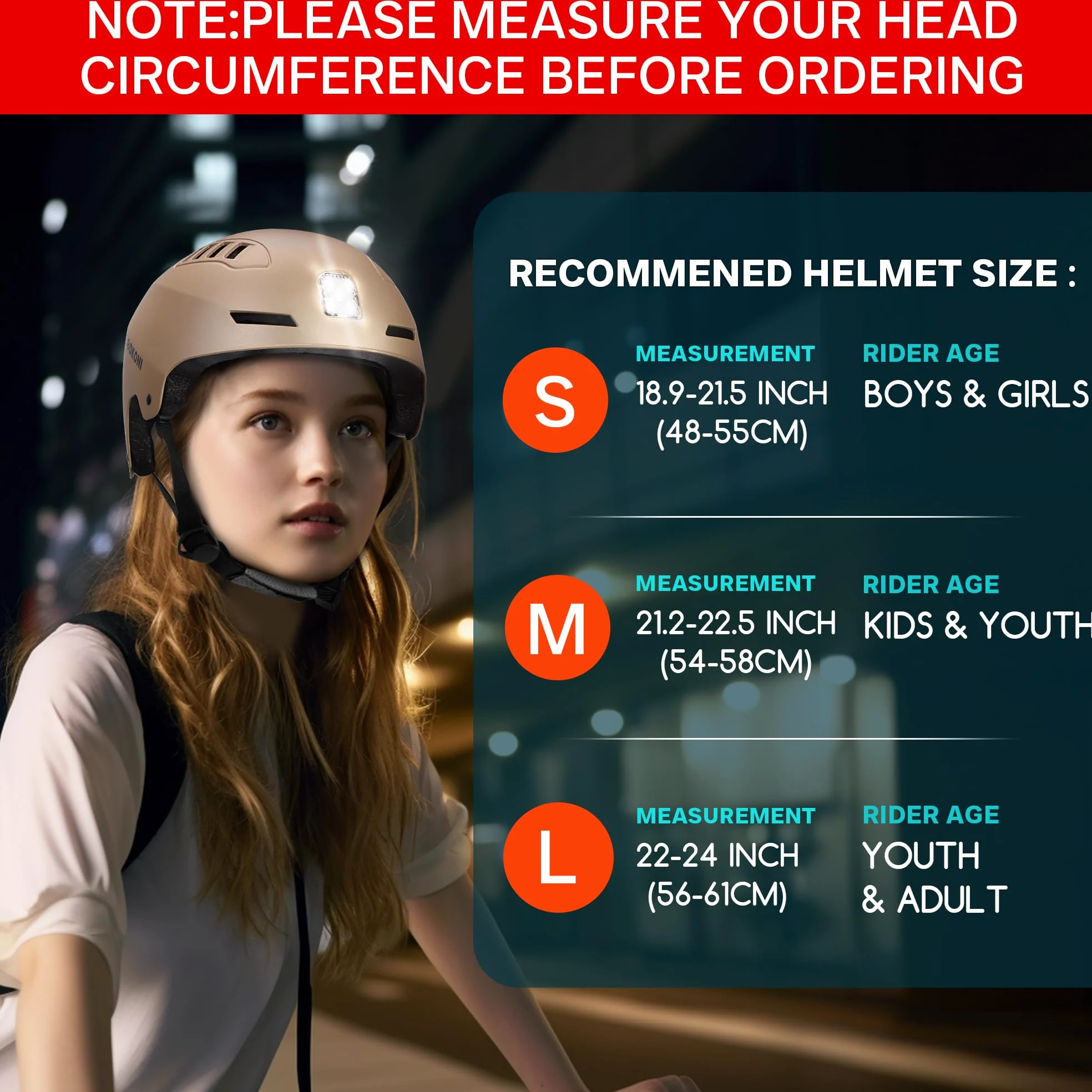 DKONI Casque de vélo avec lumières LED - Casque de vélo rechargeable par USB - Avec lumière LED avant et arrière - Pour homme et femme