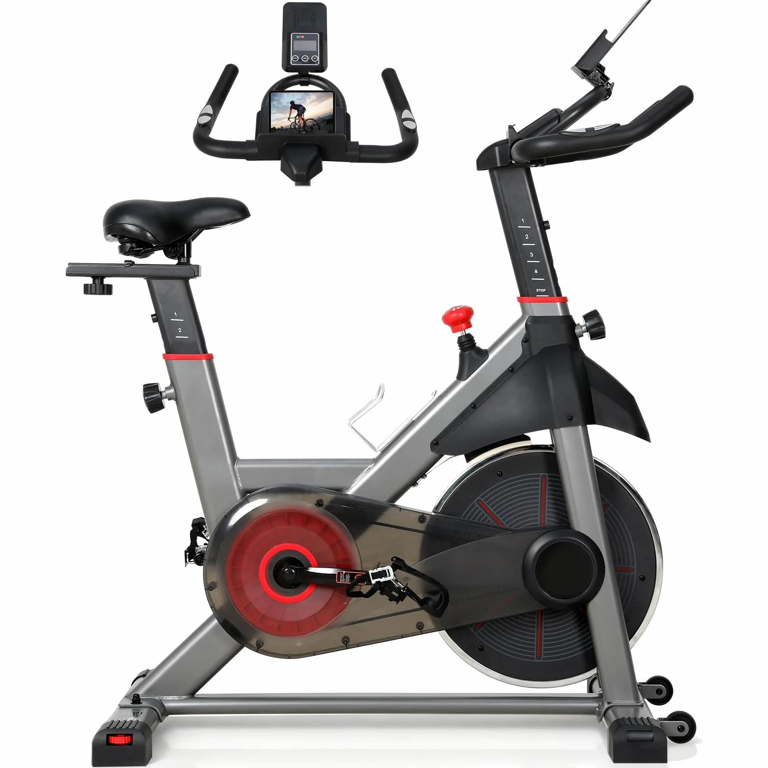 Vélo d'Appartement Résistance Ajustable Silencieux Volant d'Inertie 8KG Écran LED Selle Réglable