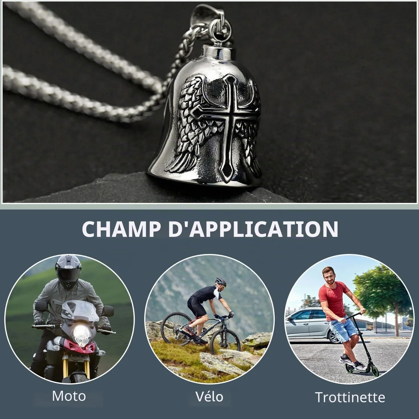 XNZMYN 2 Pièces Fahrradglocke, ölig Guardian Bell Motorrad, Motorrad Glöckchen, Motorrad Glocke Glücksbringer mit Ring Zum Aufhängen, für Segne Den Frieden