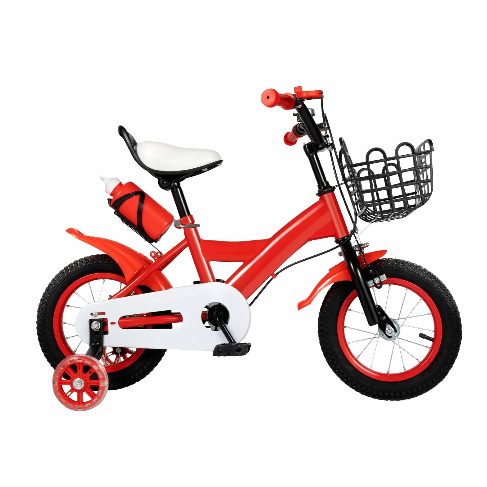 Vélo enfant 12 pouces réglable 2-5 ans avec roues stabilisatrices panier bouteille