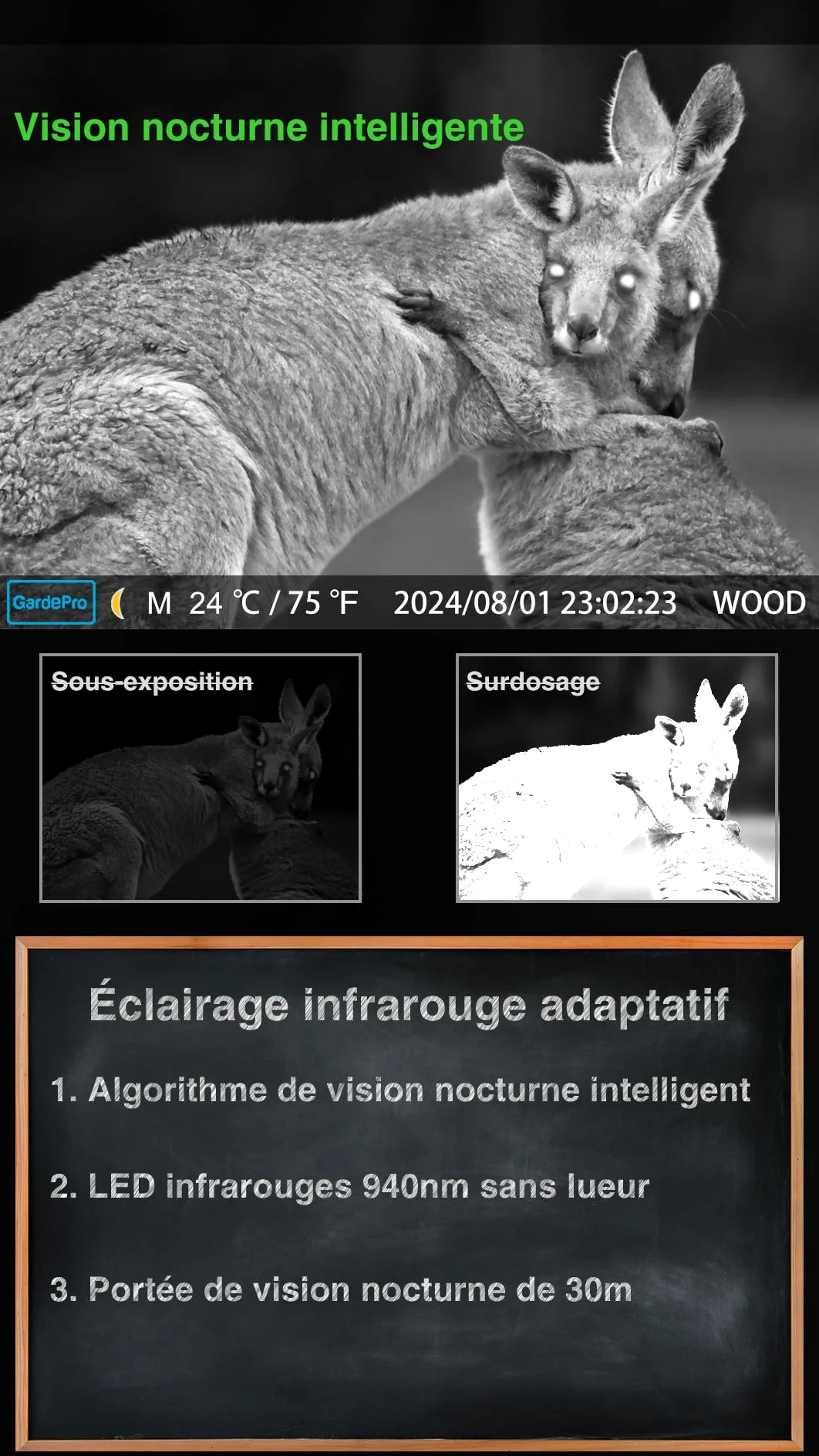 GardePro X50 Pro Max Caméra de Chasse 4G LTE avec Streaming en Direct, Batterie Rechargeable 8000 mAh, Carte SD Intégrée, 48MP 1296P, Caméra X50PLMB No Glow Infrarouge Vision Nocturne