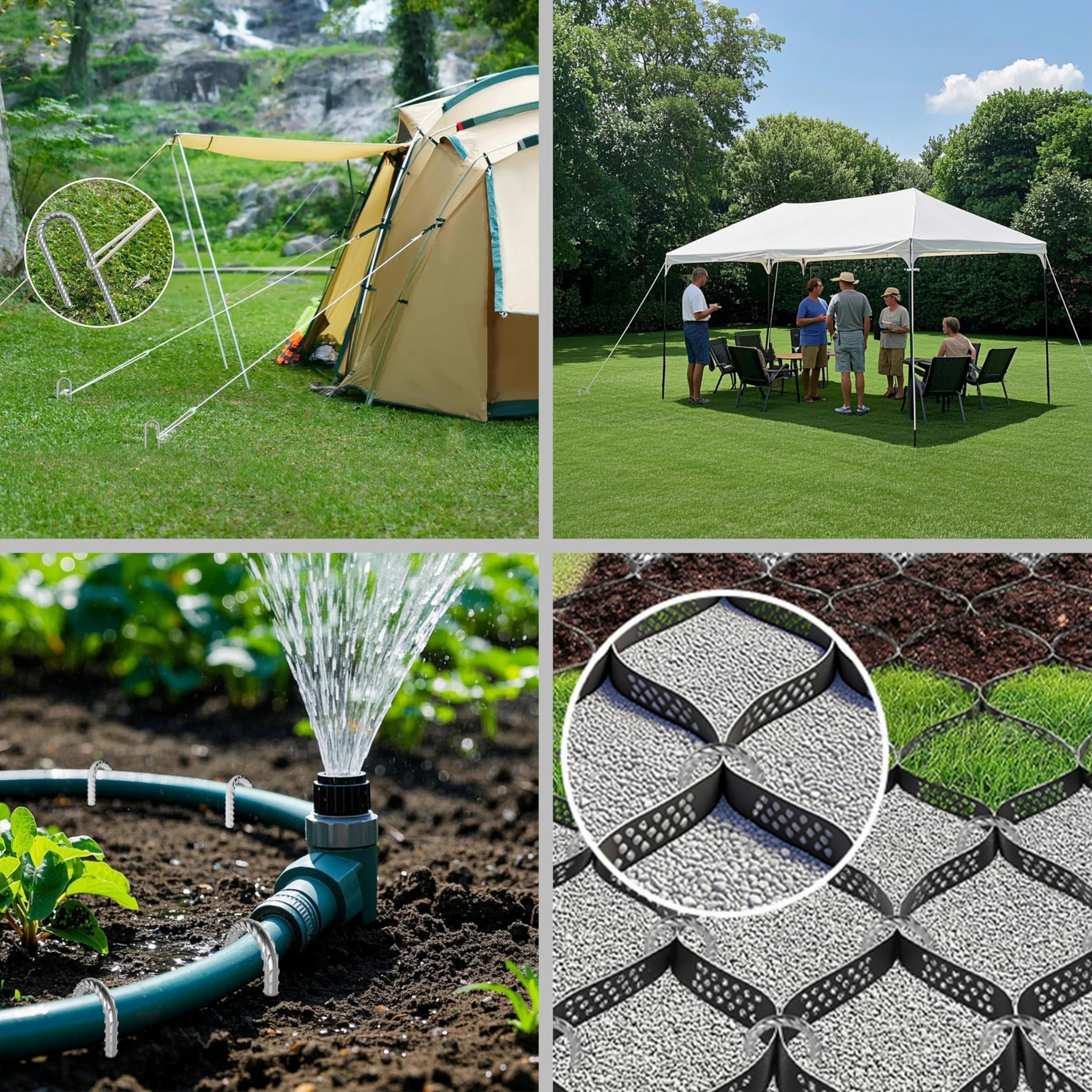 VVOKGO Rebar-Stakes-Lot de 20 piquets de Tente galvanisés très résistants de 30,5 cm avec extrémité biseautée pour Maison rebondissante, tentes de Camping, décorations gonflables d'extérieur