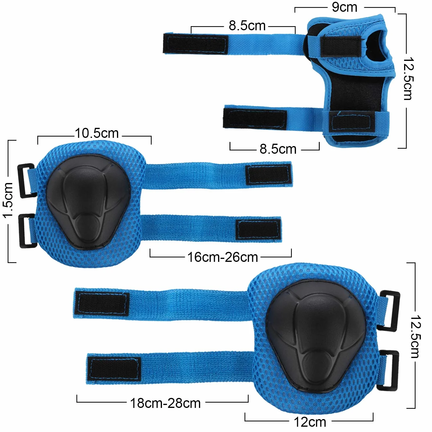 Sport Protection Enfant 6 Pcs Protège-Poignet Coudière Genouillère