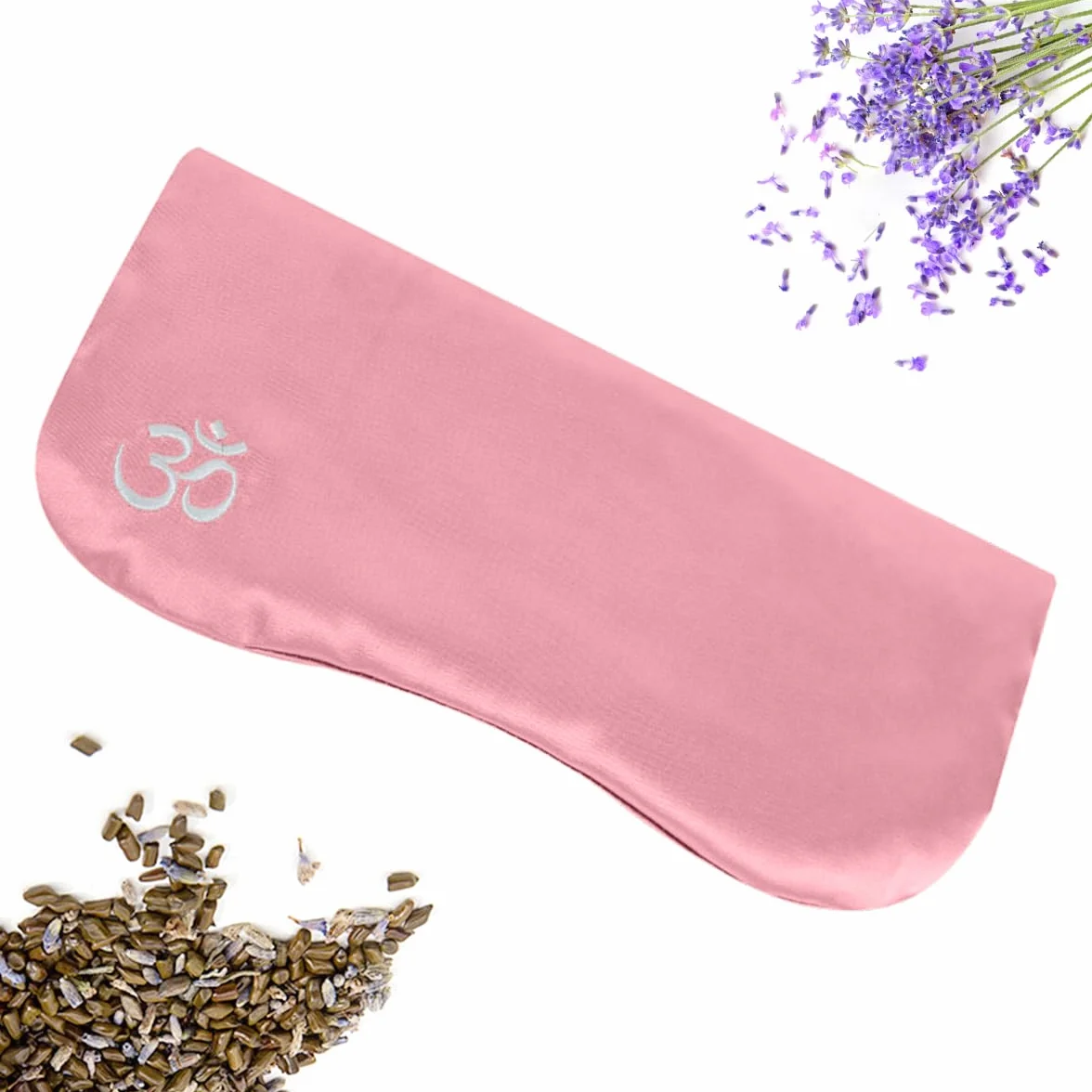 Masque lesté pour les yeux en soie de luxe avec lavande pour relaxation, yoga et méditation, rose