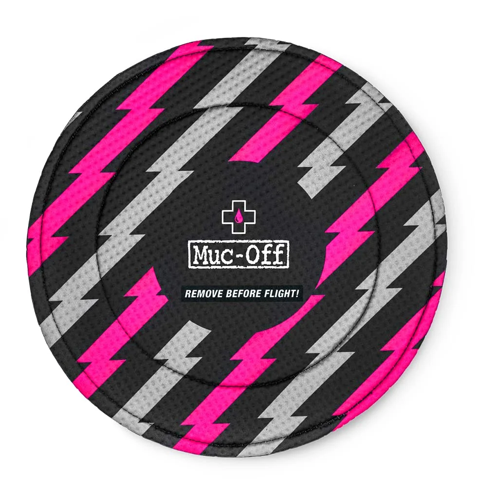 Muc-Off 8 Ensemble de nettoyage pour vélo 8 en 1 & Housses Frein à Disque Motifs Éclairs, Lot de 2 - Protège des Projections et des Dégâts en Déplacement Noir/Rose