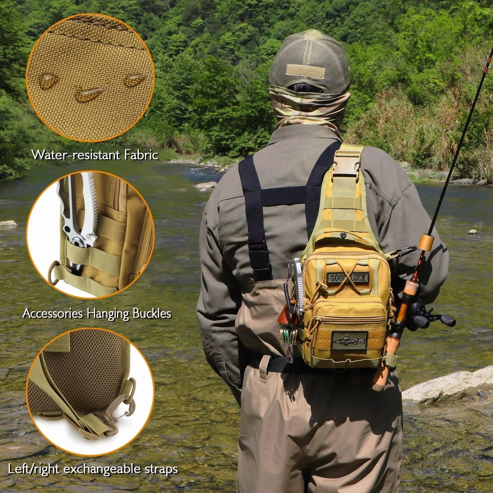 Dovesun Petit Sac à Dos de Pêche Étanche avec Boîtes à Accessoires