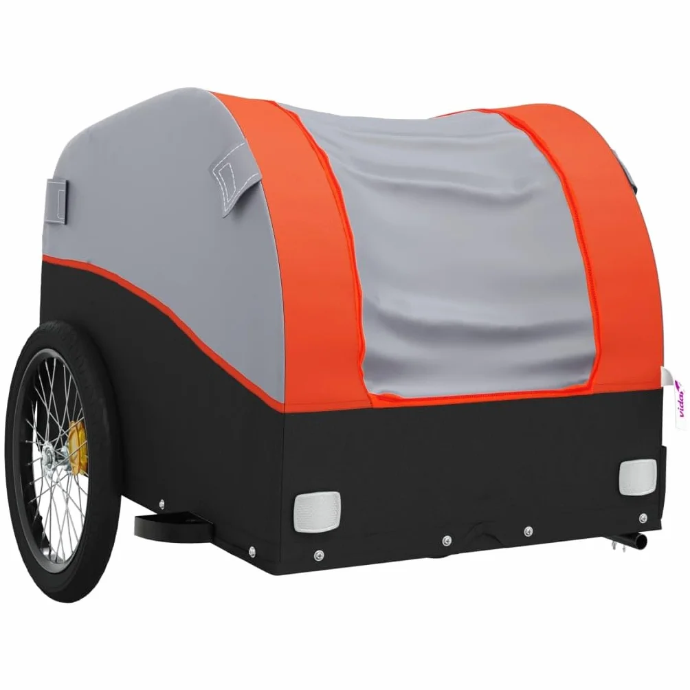 Remorque de Vélo vidaXL Chariot de Transport avec Barre d'Attelage 45 kg Noir et Orange