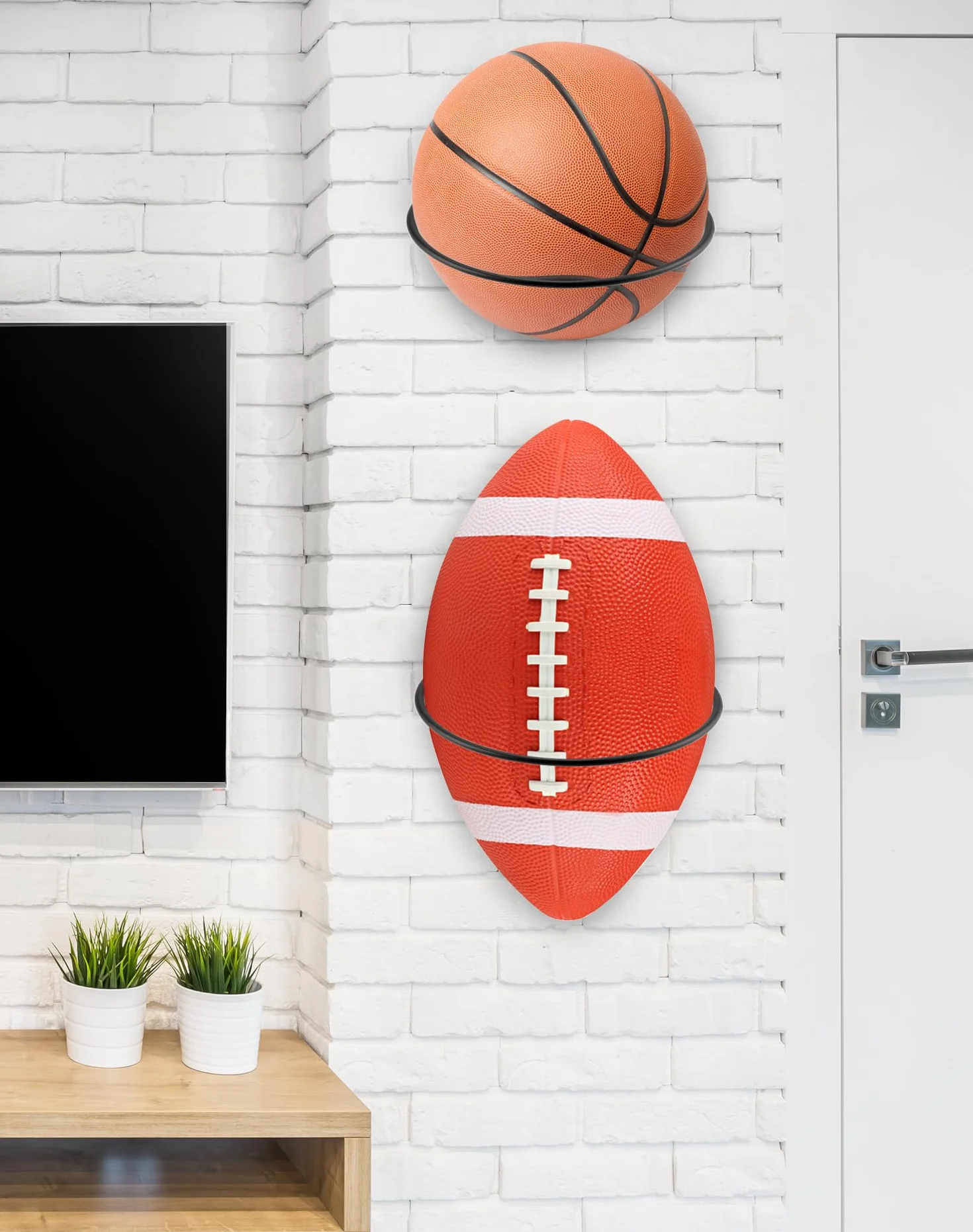 QWORK 8 PCS Support Mural pour Balles de Basket, Football, Volley-Ball, Noir