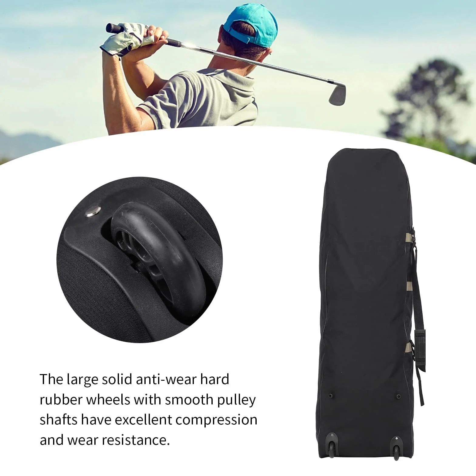 Sac de Voyage de Golf Pliable 600D avec Roues Étui de Club Or