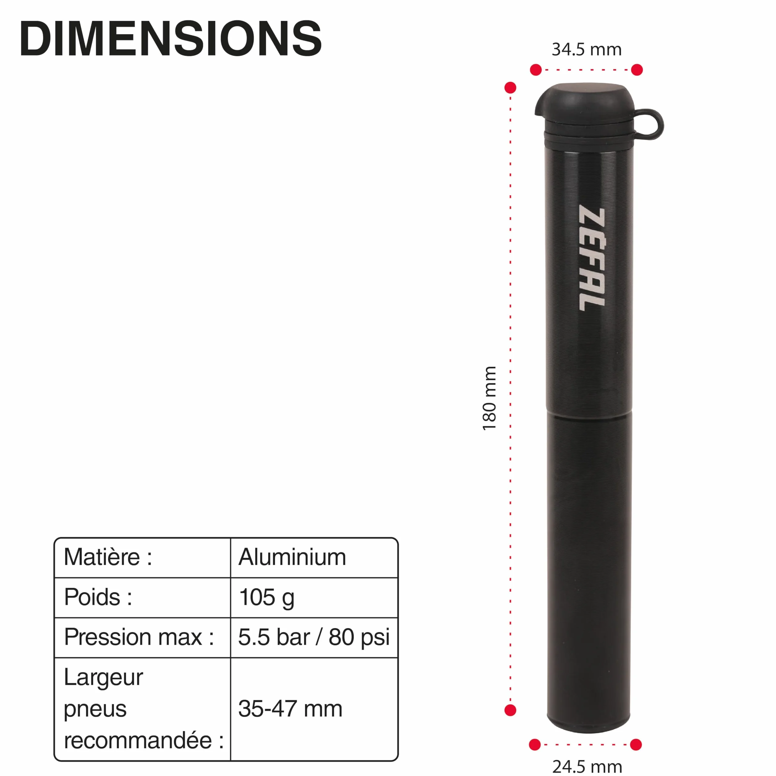 ZEFAL Gravel Mini - Pompe Velo Gravel - Noir