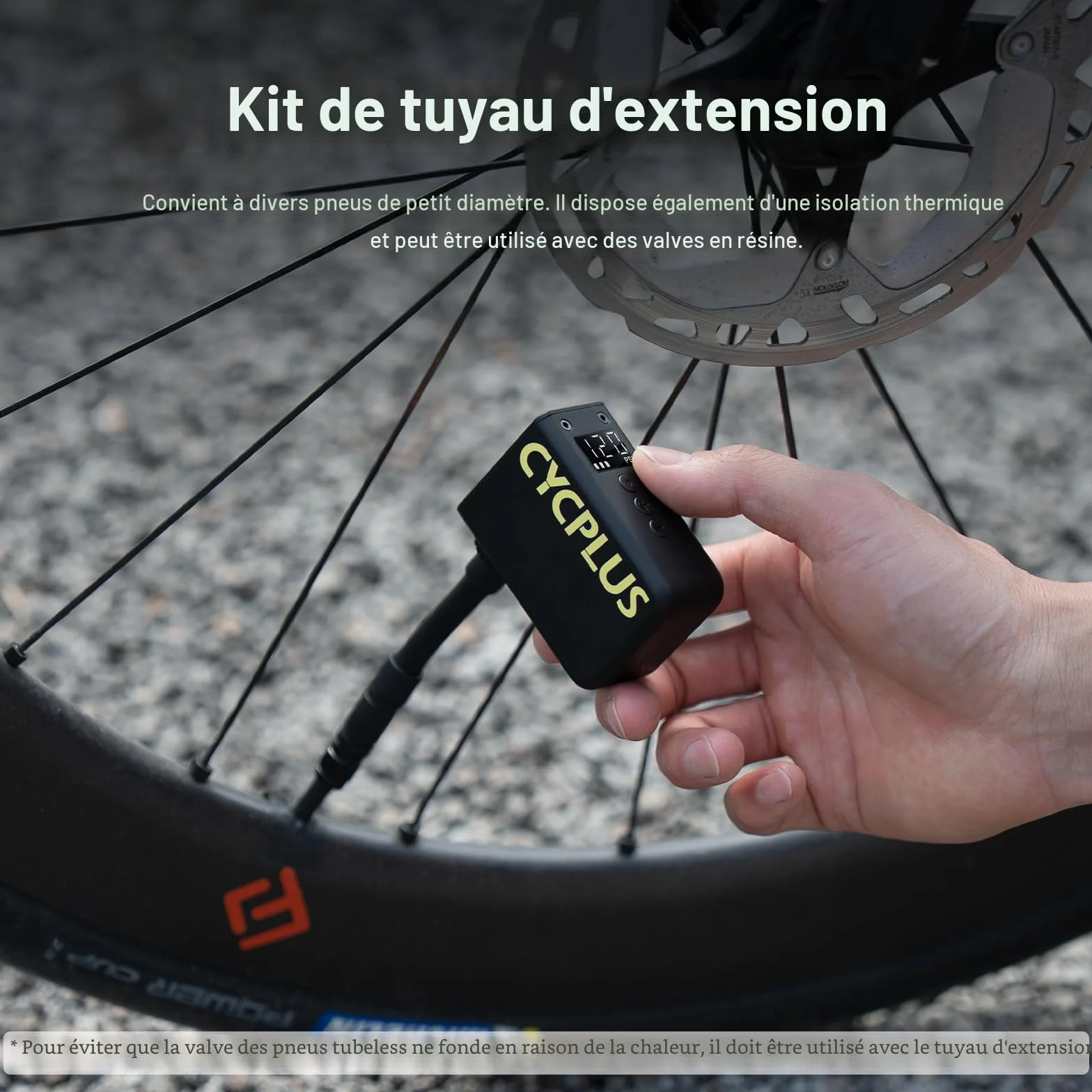 CYCPLUS AS2 Ultra Pompe à Vélo Électrique Compacte 120 PSI Manomètre Arrêt Automatique Valves Presta Schrader