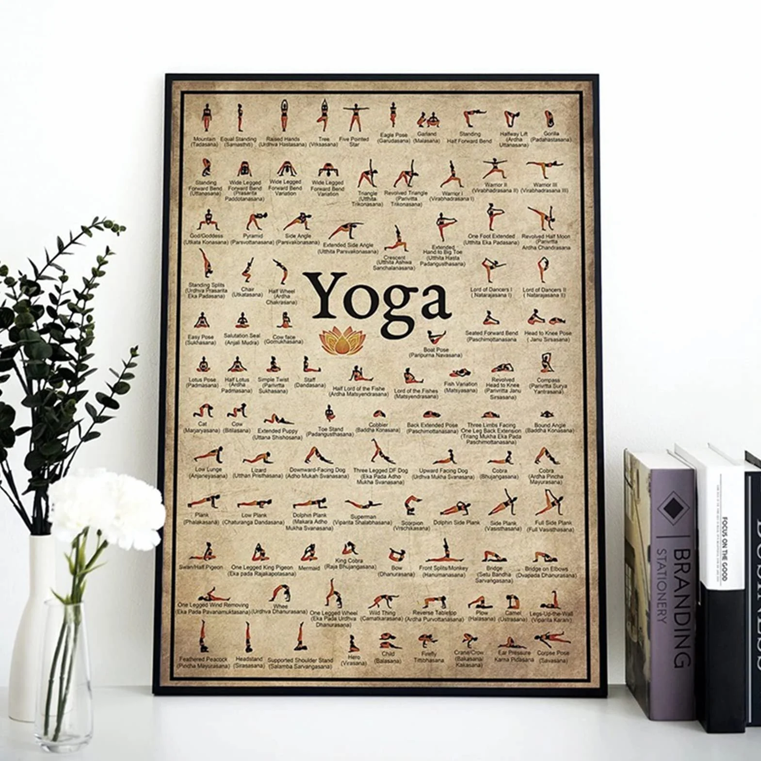 Affiches de poses de yoga pour salle de gym à domicile, décoration fitness, tableau d'exercices