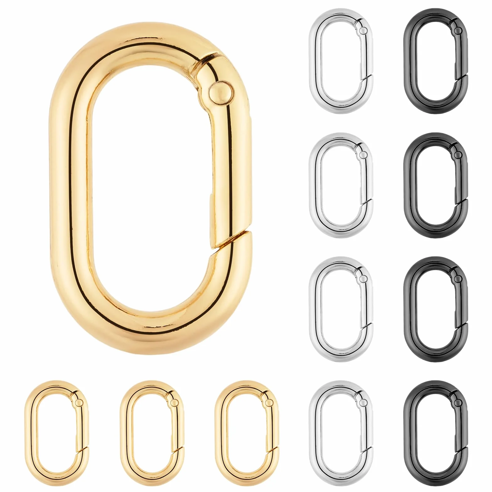 Lot de 12 Petits mousquetons à Ressort en métal Ovale pour Porte-clés, Escalade