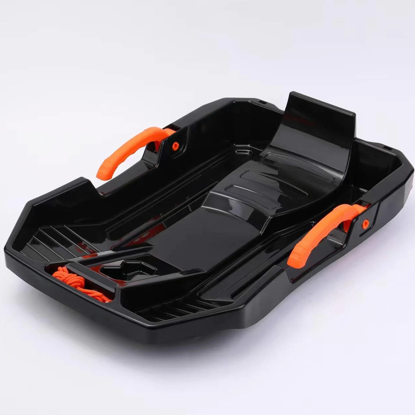 Luge pour Enfants Luge de Descente Neige Traîneau Portatif Poignée de Frein Légère et Solide Modèle avec Corde de Traction Adaptée Aux Sorties Hiverna
