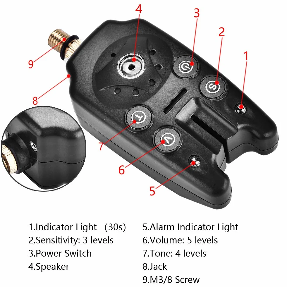Détecteur de touche électronique pour la pêche - Indicateur lumineux LED - Swinger Vibration - Appareil de pêche