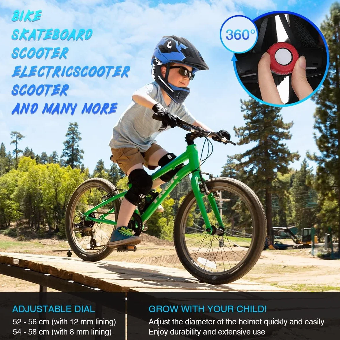 Lixada Casque de vélo pour enfant, casque intégré avec mentonnière amovible, casque de protection pour le cyclisme, le skateboard, le patin à roulettes