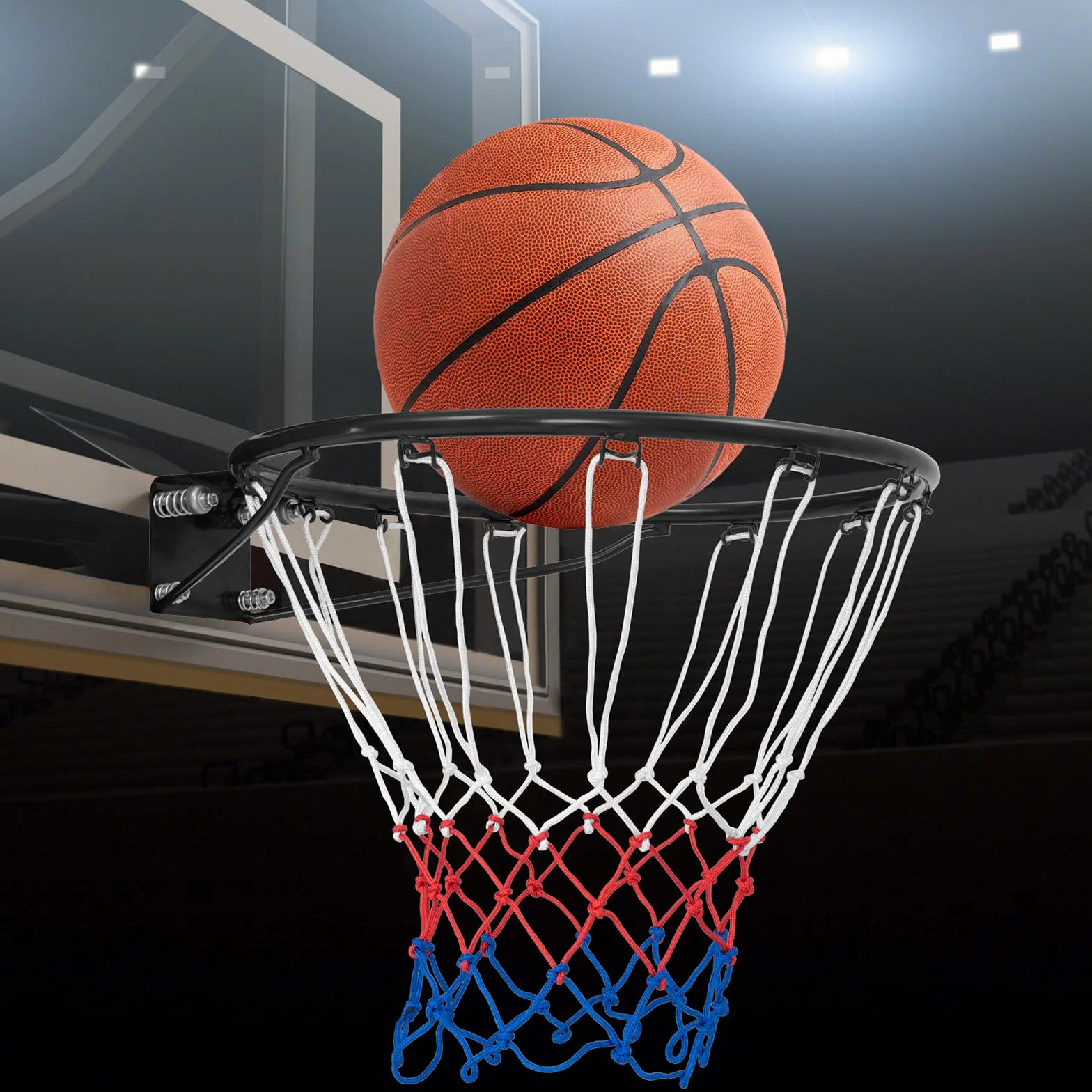 COSTWAY Panier de Basket Anneau Suspendu avec Filet, Jante Murale Universelle Intérieur Extérieur