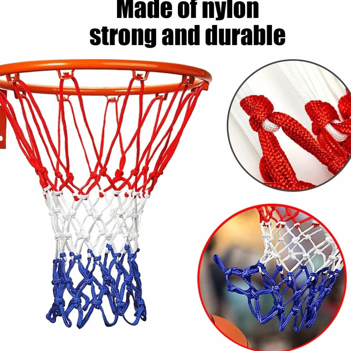 Filet de Basket-Ball Lot de 2 Filets Professionnels 12 Passants Intérieur Extérieur